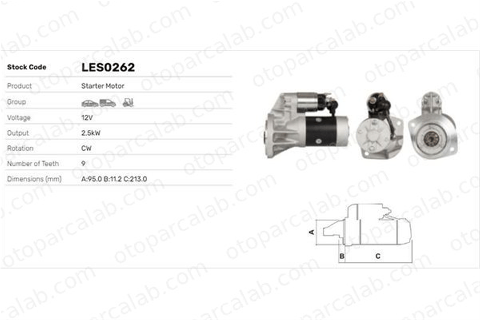 LUCAS ELEKTRIK LES0262 Marş Dinamosu NISSAN PICK UP FORD MAVERICK 2330002N00 233000T600