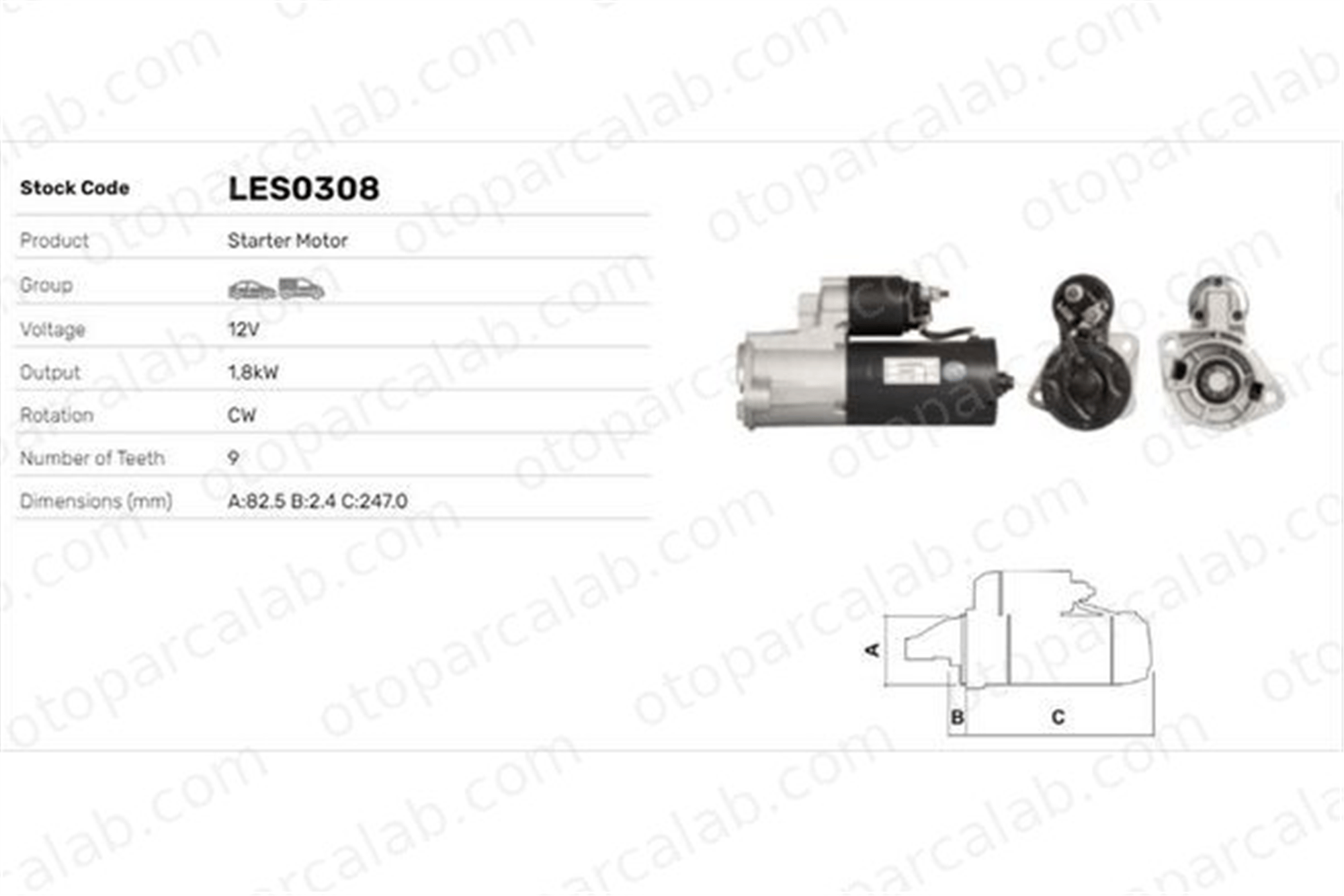 LUCAS ELEKTRIK LES0308 Marş Dinamosu VW PASSAT B5.5 PASSAT B5.5 Variant 68911024H 068911024H