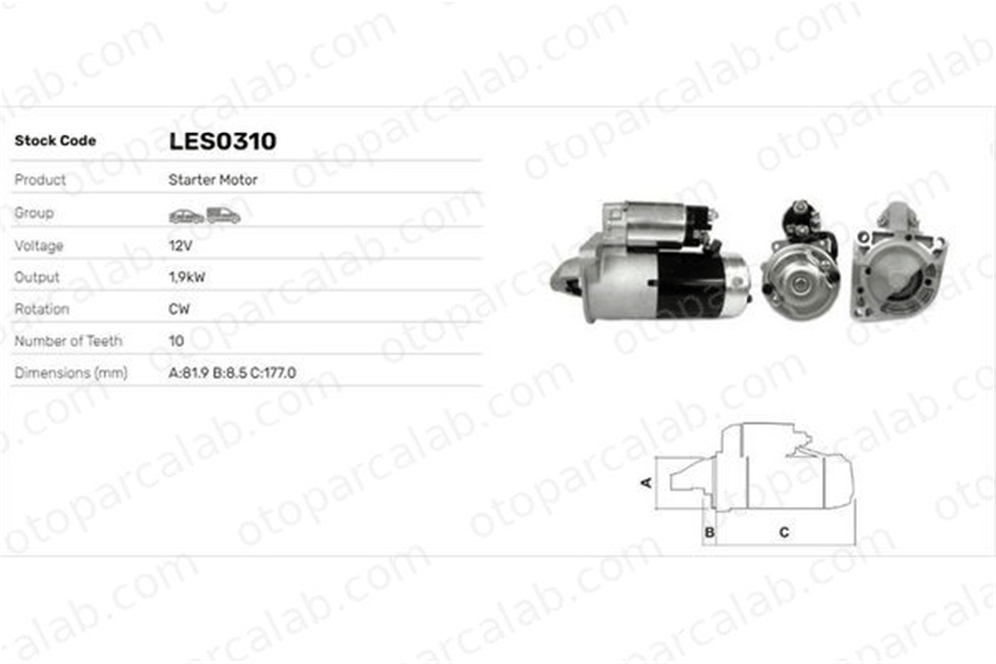 LUCAS ELEKTRIK LES0310 Marş Dinamosu OPEL INSIGNIA A INSIGNIA A Sports Tourer 55585237 1202282