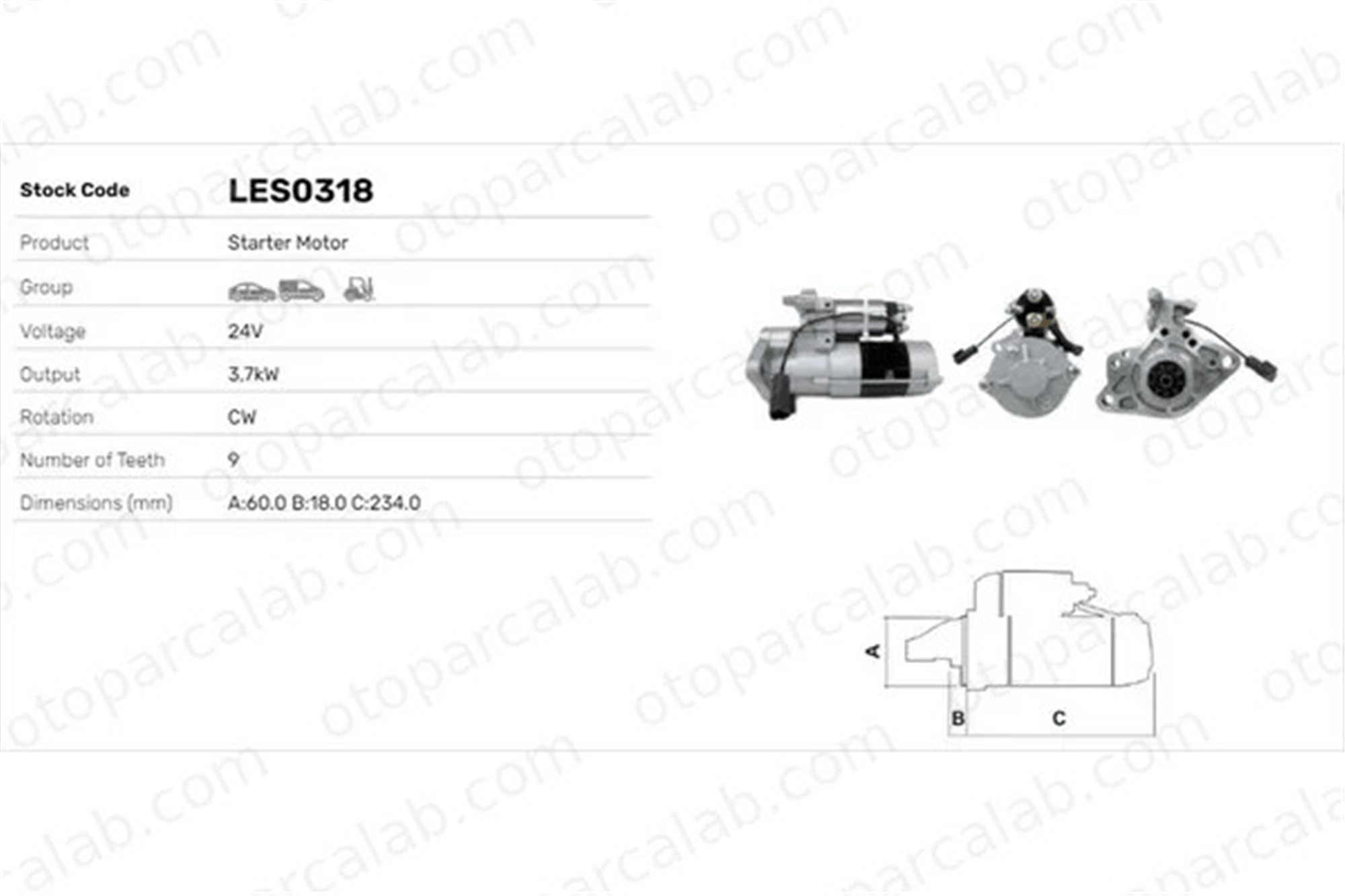 LUCAS ELEKTRIK LES0318 Marş Dinamosu TALBOT SIMCA 1301 JAGUAR E-TYPE Convertible ME220480 1146864