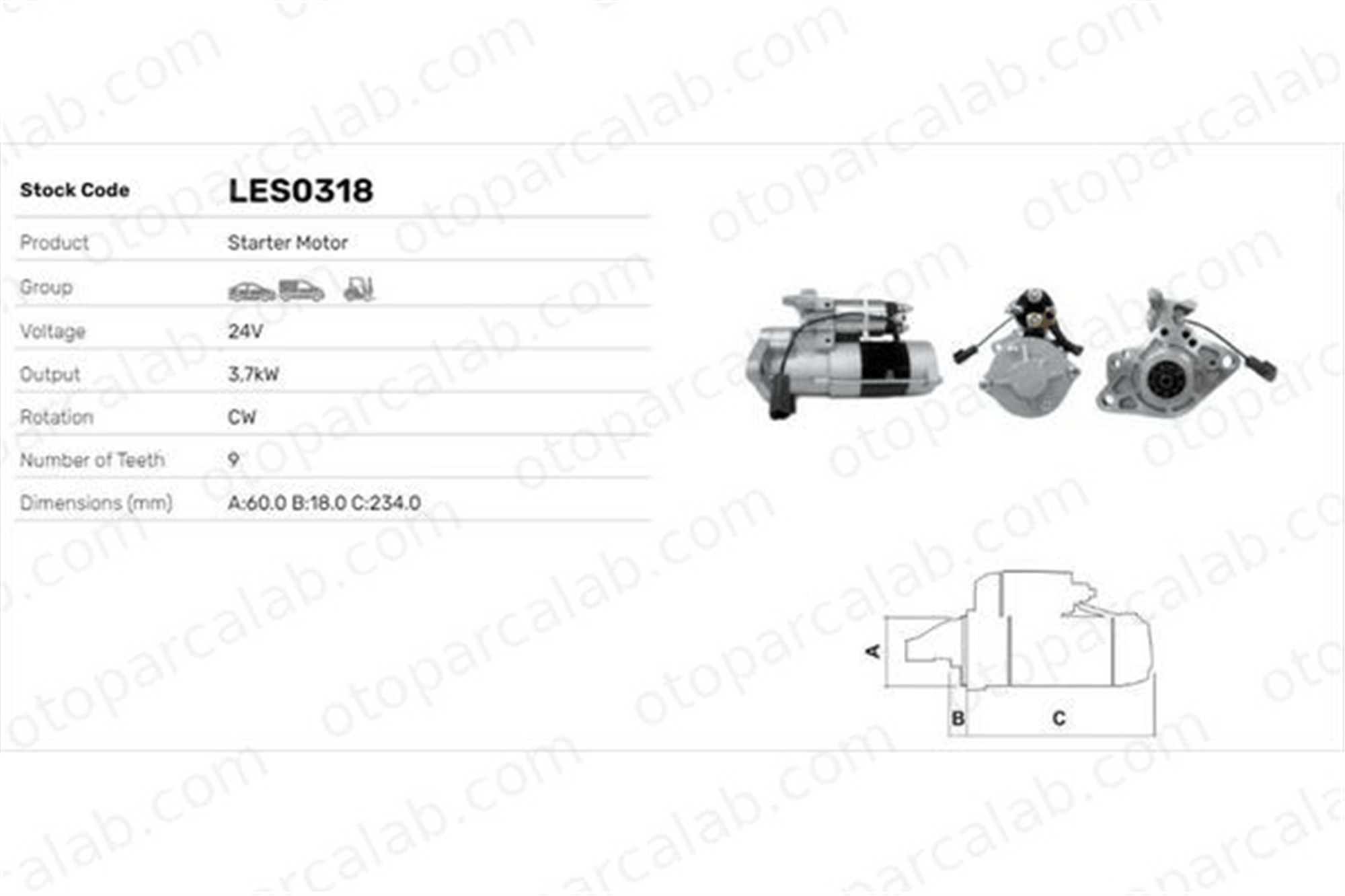 LUCAS ELEKTRIK LES0318 Marş Dinamosu TALBOT SIMCA 1301 JAGUAR E-TYPE Convertible ME220480 M8T80071