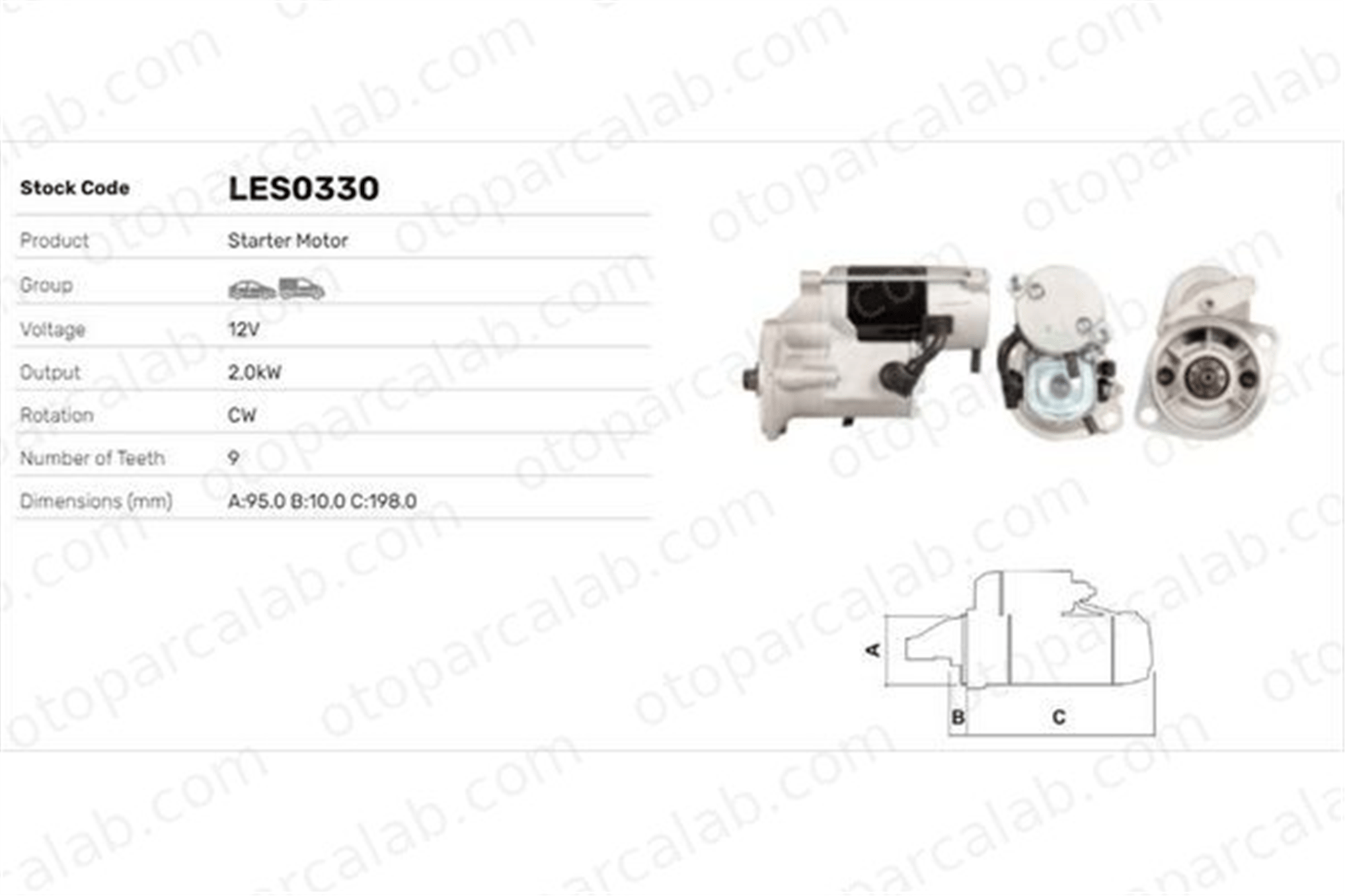 LUCAS ELEKTRIK LES0330 Marş Dinamosu ISUZU TROOPER I 8979410230 1347064