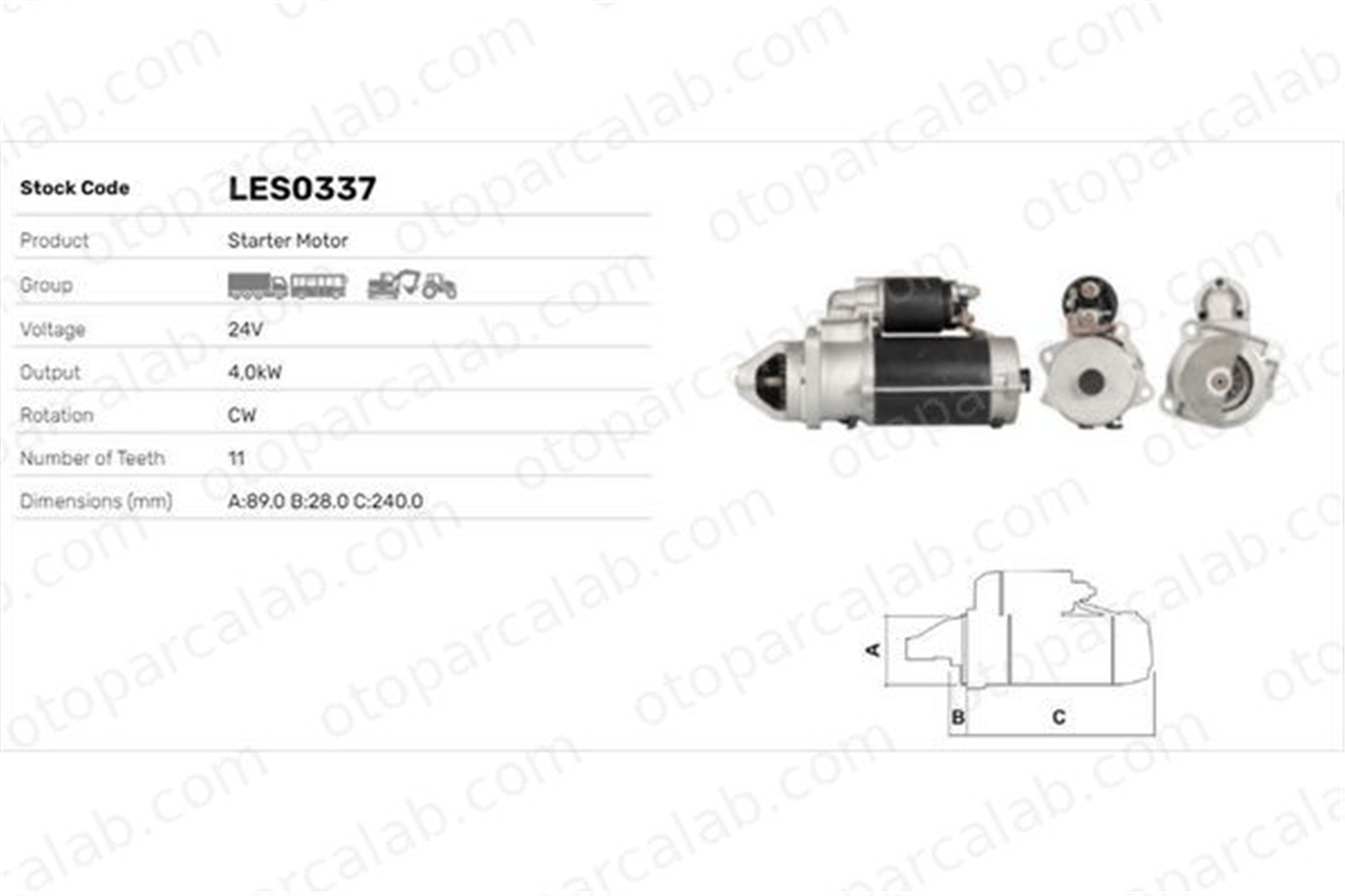 LUCAS ELEKTRIK LES0337 Marş Dinamosu MAN F90 TGS I 51262017213 51262017183