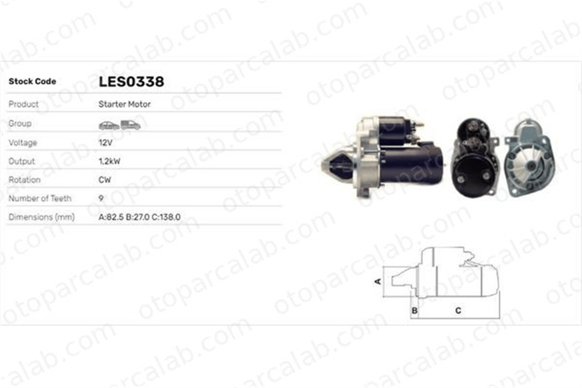 LUCAS ELEKTRIK LES0338 Marş Dinamosu MERCEDES-BENZ 190 124 Sedan 31512801 0031512801