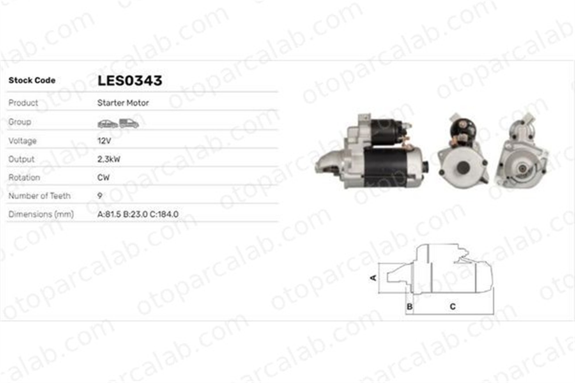 LUCAS ELEKTRIK LES0343 Marş Dinamosu FIAT DUCATO Minibüs/Otobüs DUCATO Platform şasi 5802Z0 5802Z3