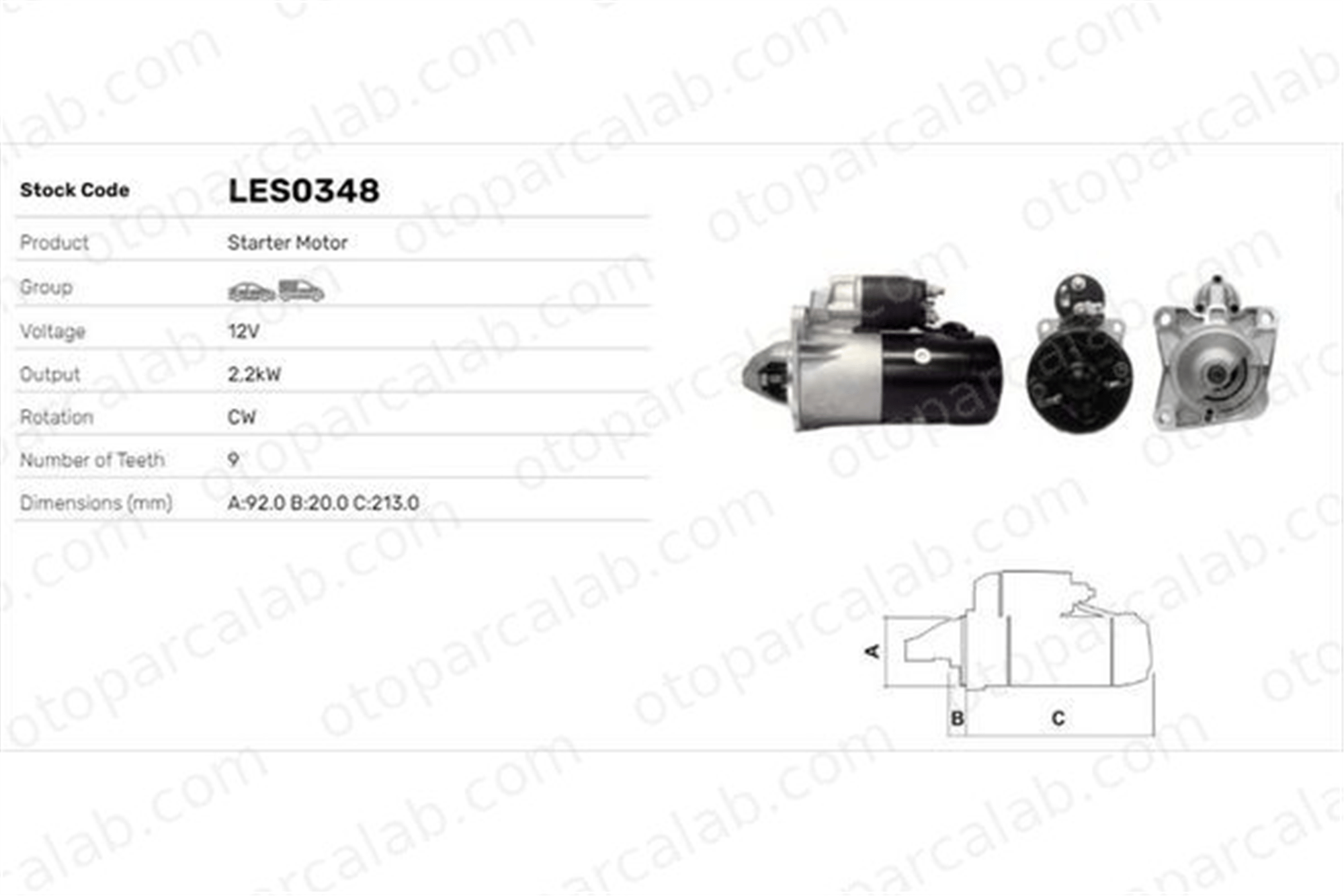 LUCAS ELEKTRIK LES0348 Marş Dinamosu LAND ROVER 110/127 CARBODIES FX4 BF5T11001AA ERR5009