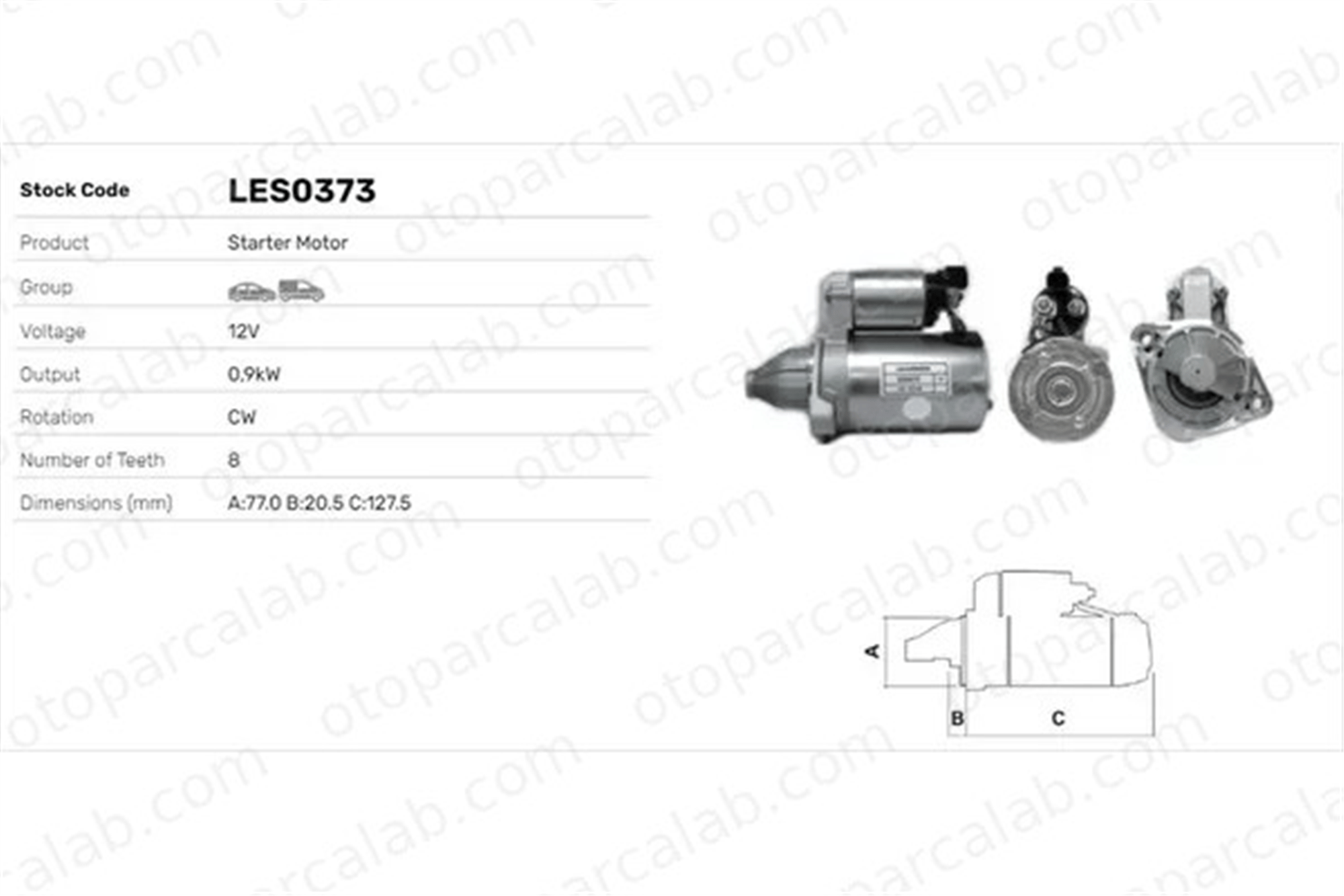 LUCAS ELEKTRIK LES0373 Marş Dinamosu HYUNDAI i30 Station wagon i30 3610003601 3610003602