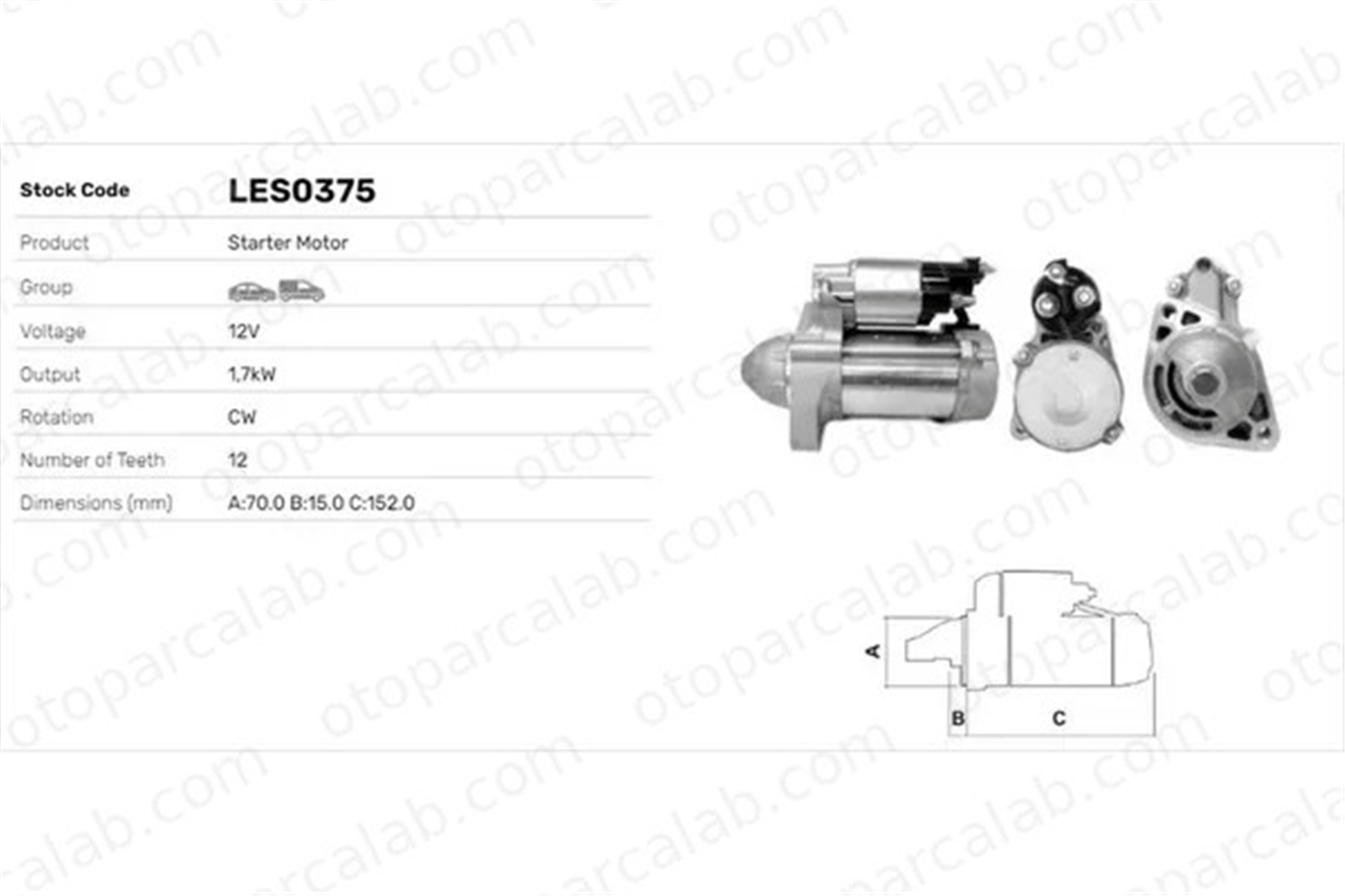 LUCAS ELEKTRIK LES0375 Marş Dinamosu MERCEDES-BENZ SPRINTER 3,5-t Panelvan/Van SPRINTER 3,5-t Platform şasi A0061514501 61514501