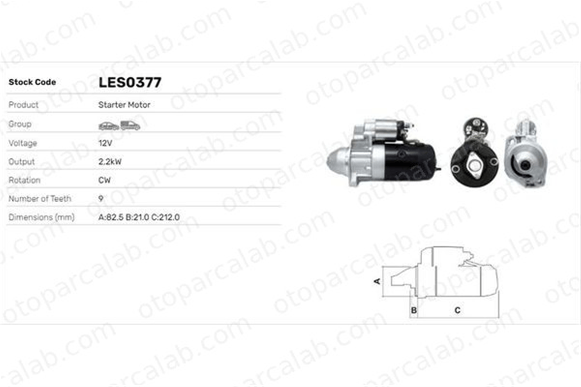 LUCAS ELEKTRIK LES0377 Marş Dinamosu AUDI 100 C3 Avant 100 C3 Sedan 39911023 039911023