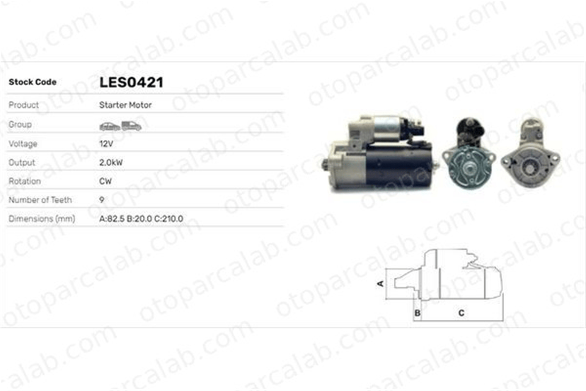 LUCAS ELEKTRIK LES0421 Marş Dinamosu VW JETTA II GOLF I Cabriolet A6461510101 76911023A