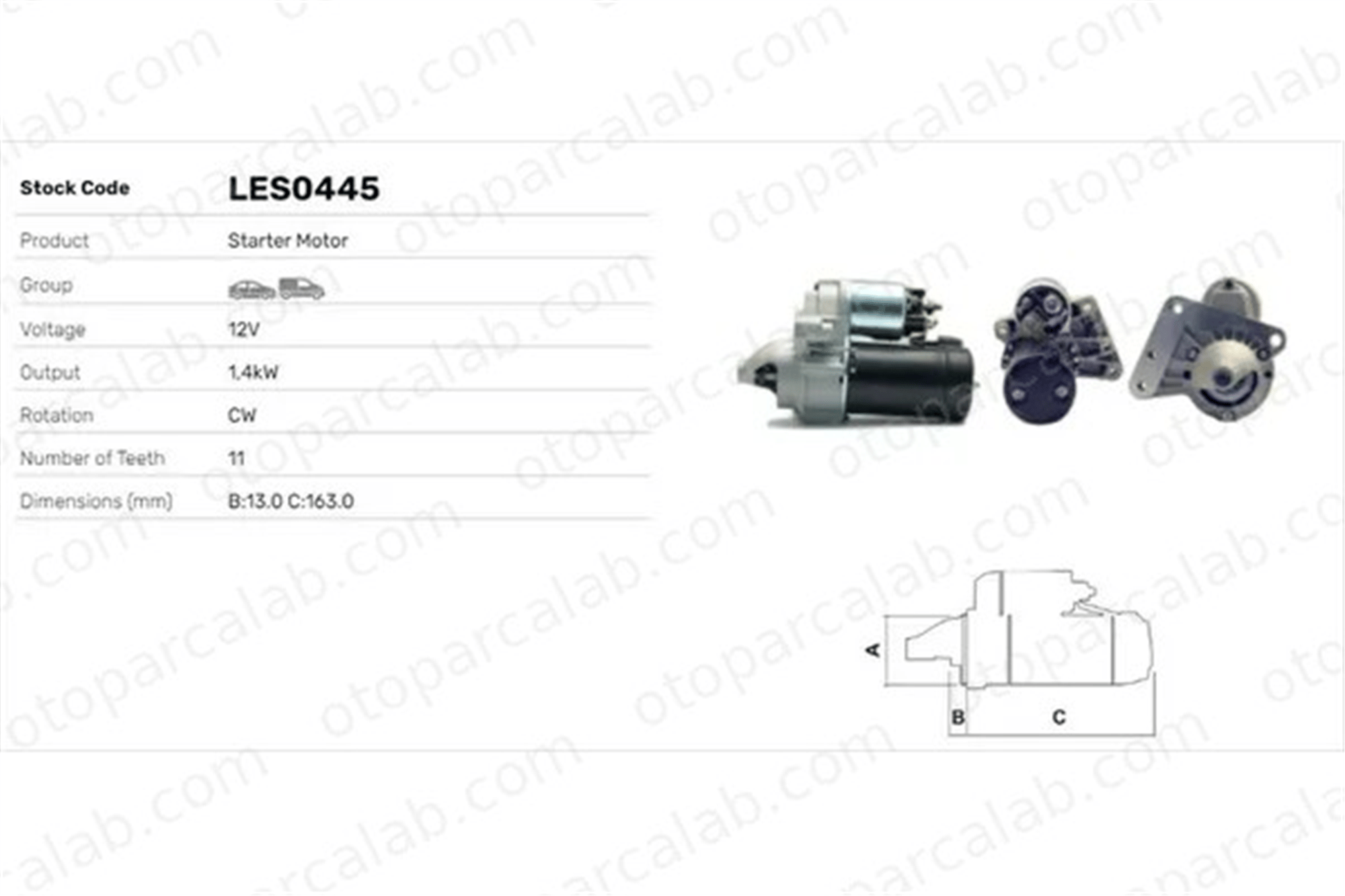 LUCAS ELEKTRIK LES0445 Marş Dinamosu PEUGEOT PARTNER Kasa/büyük limuzin CITROËN BERLINGO Kasa/büyük limuzin 5802FG 5802FH