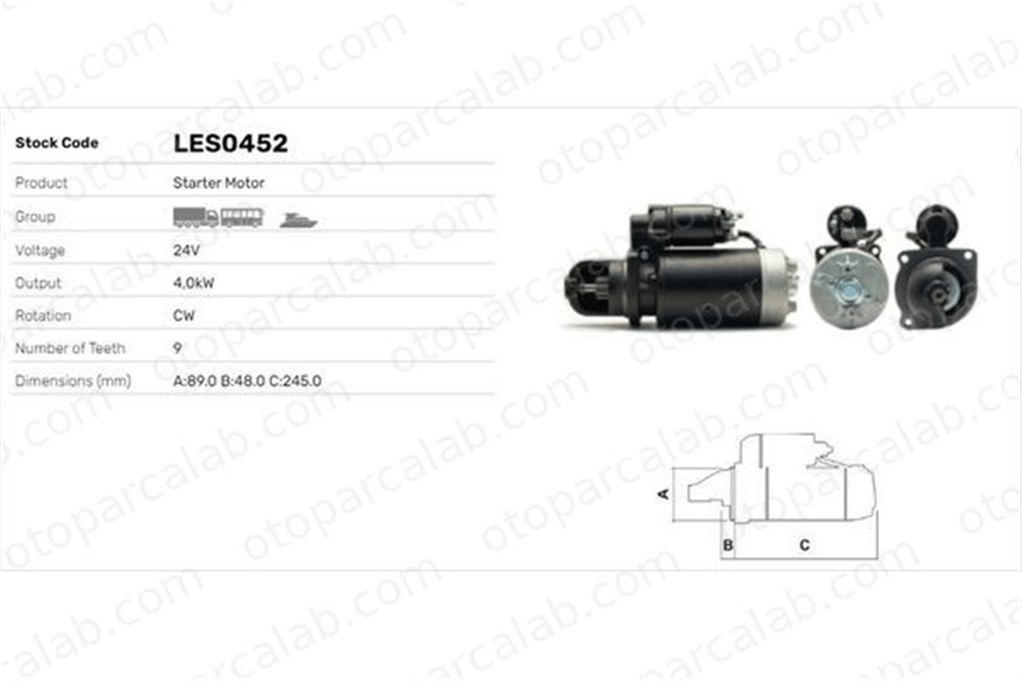 LUCAS ELEKTRIK LES0452 Marş Dinamosu MAN F90 SCANIA R II LRS00930 439415