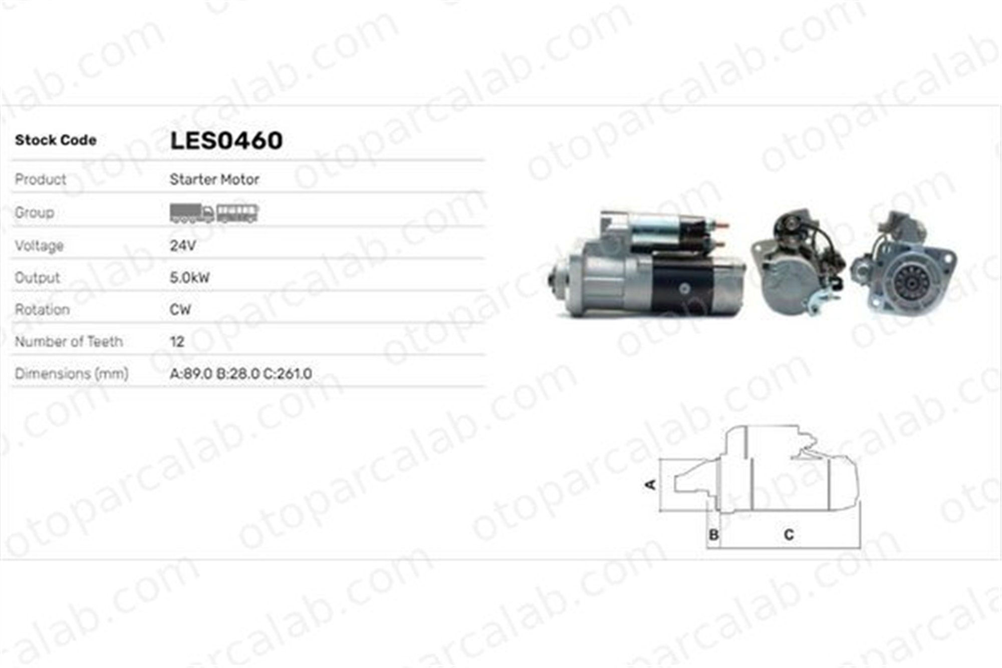 LUCAS ELEKTRIK LES0460 Marş Dinamosu MAN F90 TGS I 51262017236 51262019236