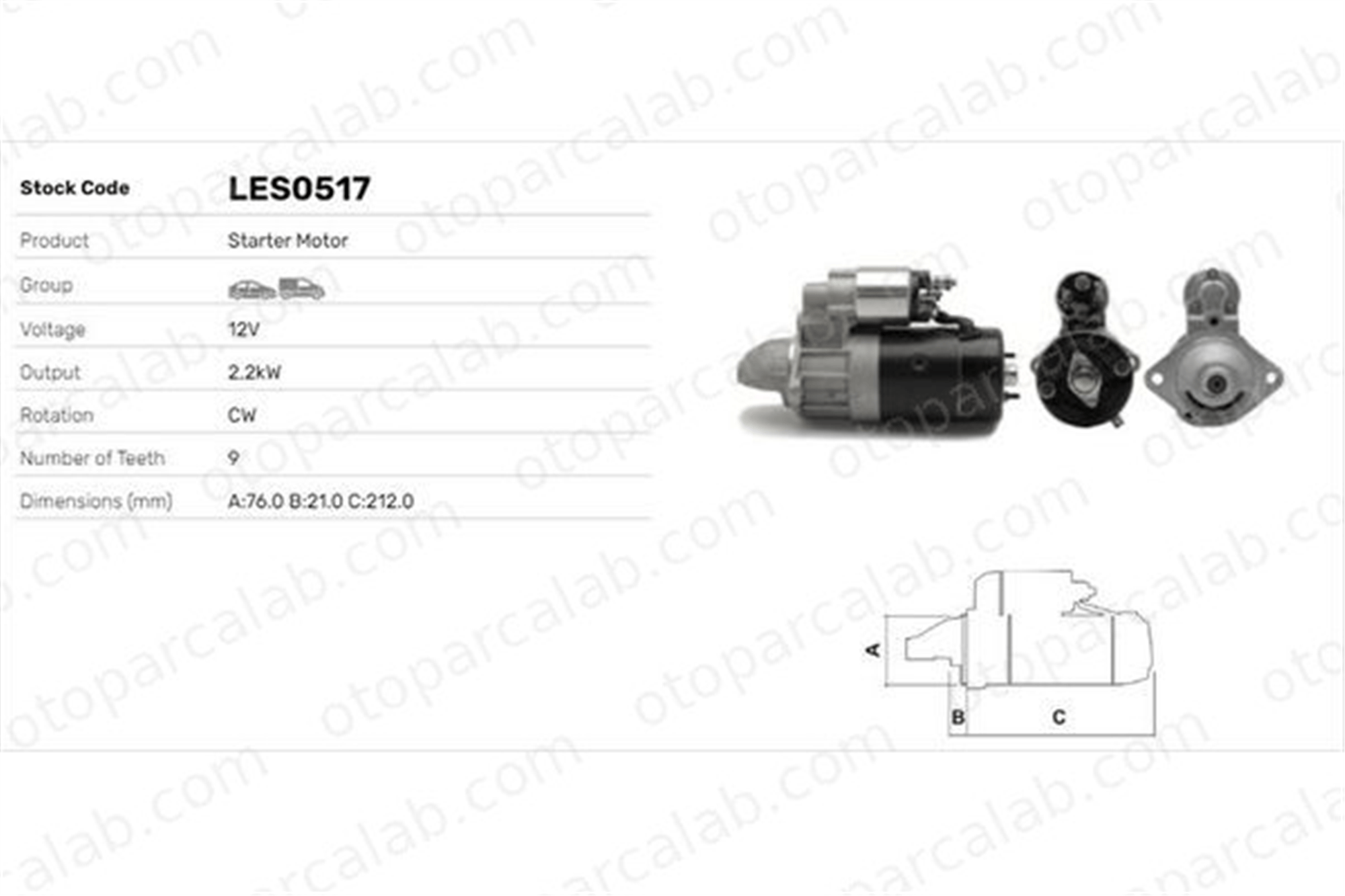 LUCAS ELEKTRIK LES0517 Marş Dinamosu BMW 5 5 Touring 12412242231 12419069808