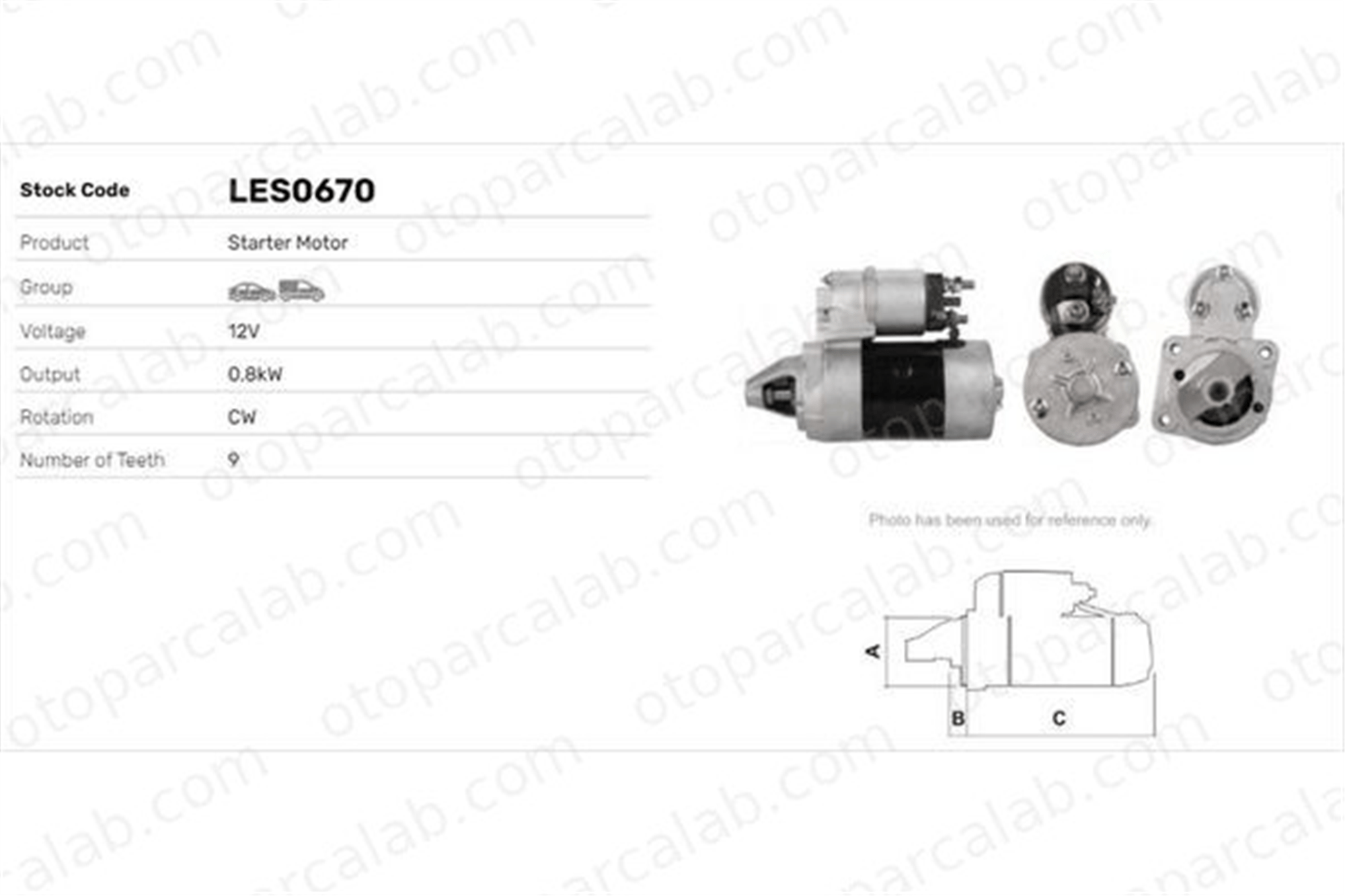 LUCAS ELEKTRIK LES0670 Marş Dinamosu SEAT IBIZA I FIAT PANDA 4229113 4229114