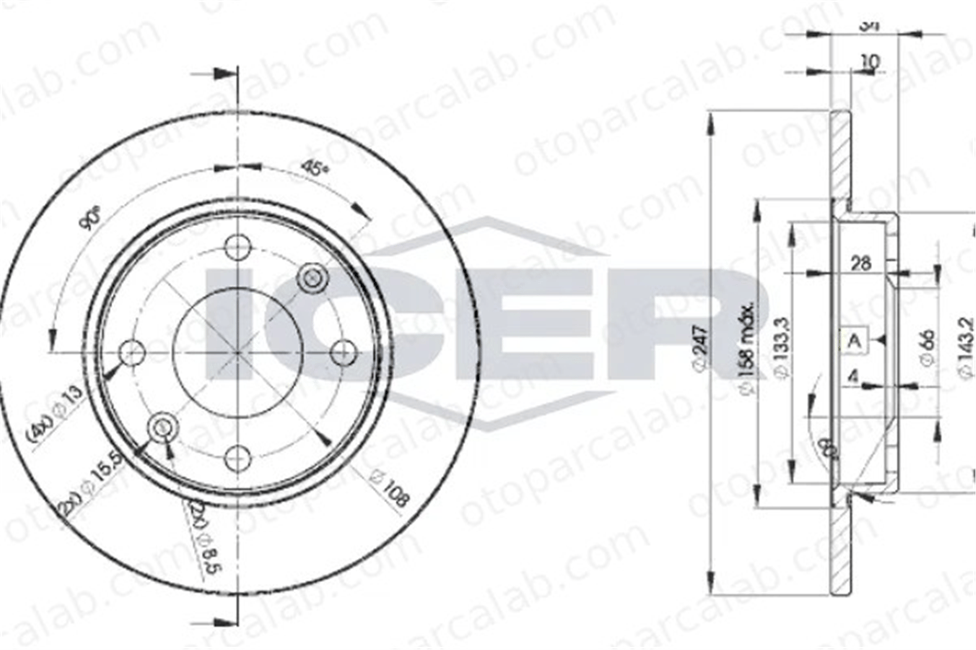 MAGNETI MARELLI 360704006000 Fren Disk Ayna Ön Sağ ve Sol PEUGEOT 205 II CITROËN SAXO 4246A5 424995