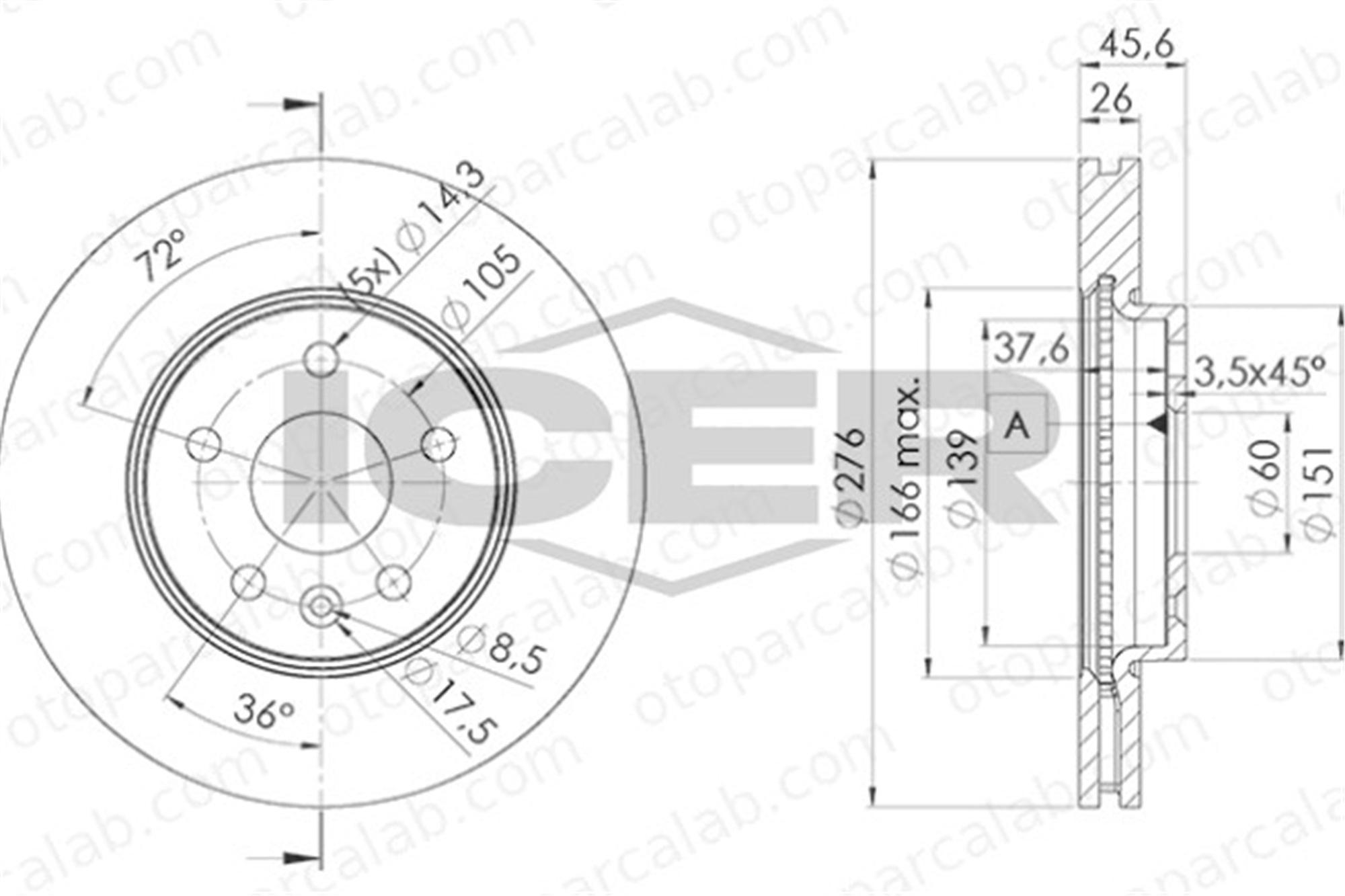 MAGNETI MARELLI 360704023100 Fren Disk Ayna Ön Sağ ve Sol OPEL ASTRA J ASTRA J Sports Tourer 569073 13502044