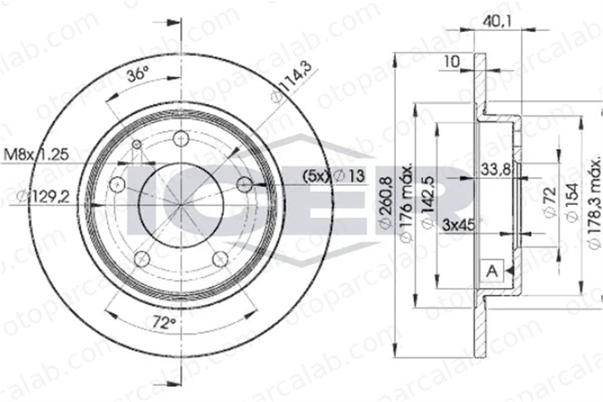 MAHER 03594 Fren Disk Ayna Arka Sağ ve Sol MAZDA 626 V Hatchback 626 IV Hatchback GA4Y26251 3415598
