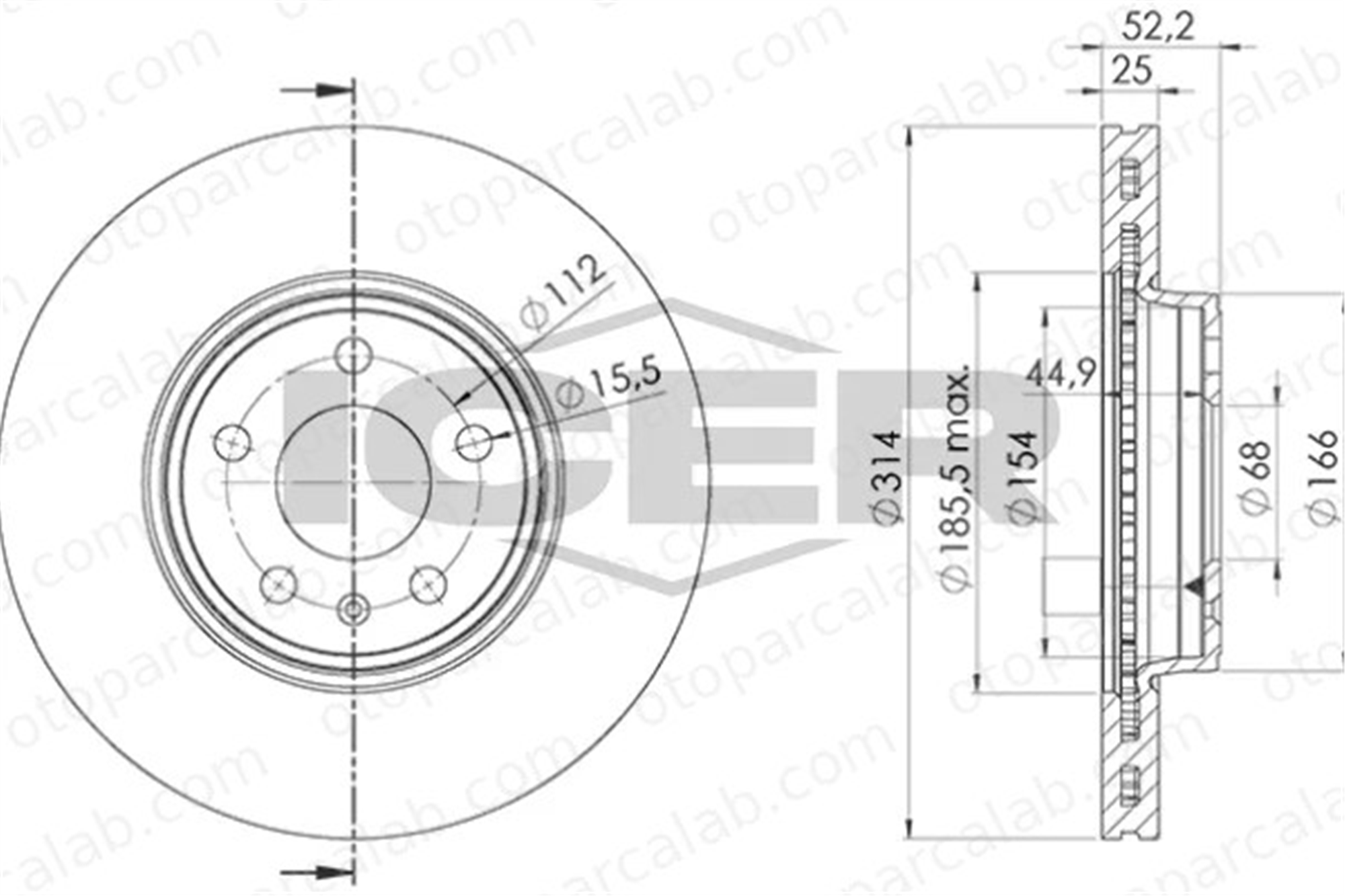 MAHER 03598 Fren Disk Ayna Ön Sağ ve Sol AUDI A5 A5 Sportback 8K0615301