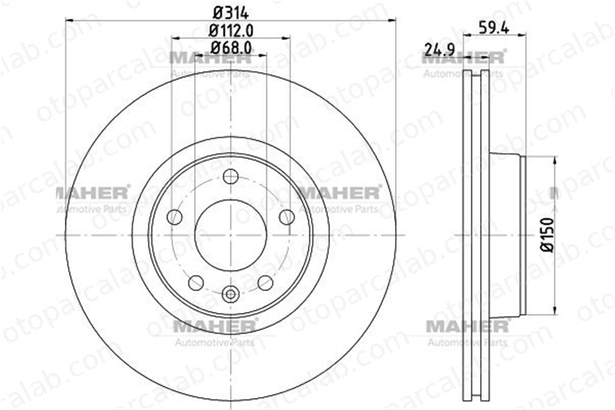 MAHER 03608 Fren Disk Ayna Ön Sağ ve Sol AUDI A6 C6 A6 C6 Avant 4F0615301D