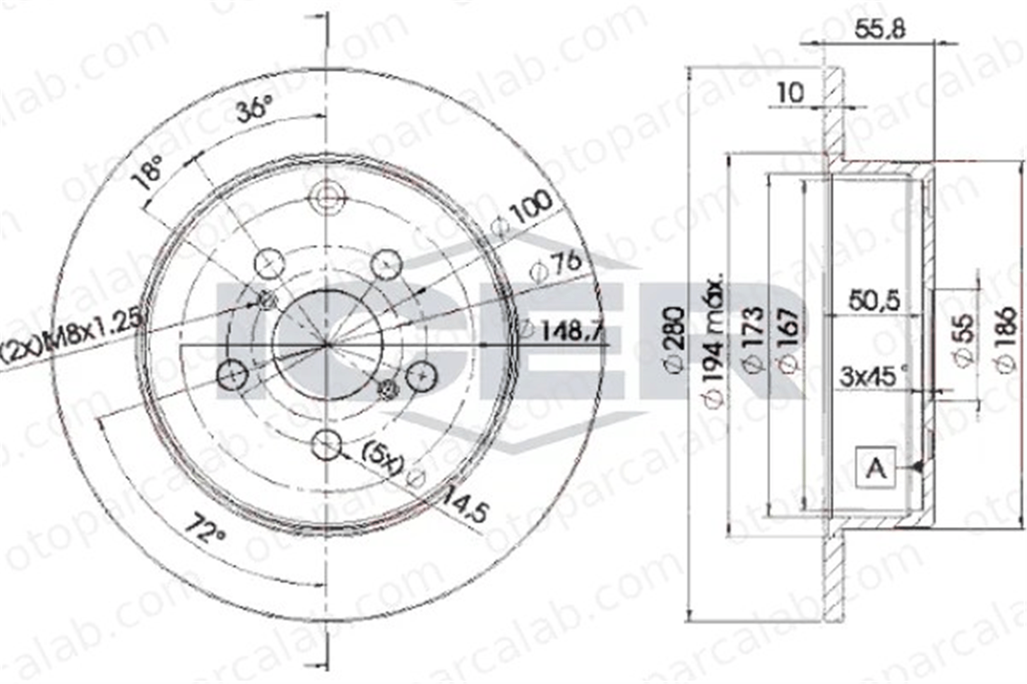 MAHER 03625 Fren Disk Ayna Arka Sağ ve Sol TOYOTA AVENSIS AVENSIS Sedan 4243105030