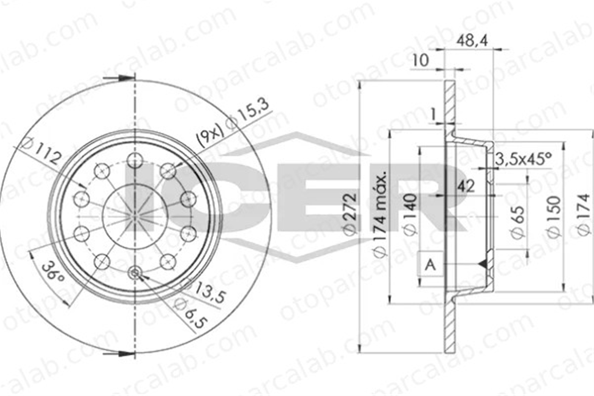 MAHER 03640 Fren Disk Ayna Arka Sağ ve Sol AUDI A3 Sportback SEAT LEON 1K0615601AA 5Q0615601D