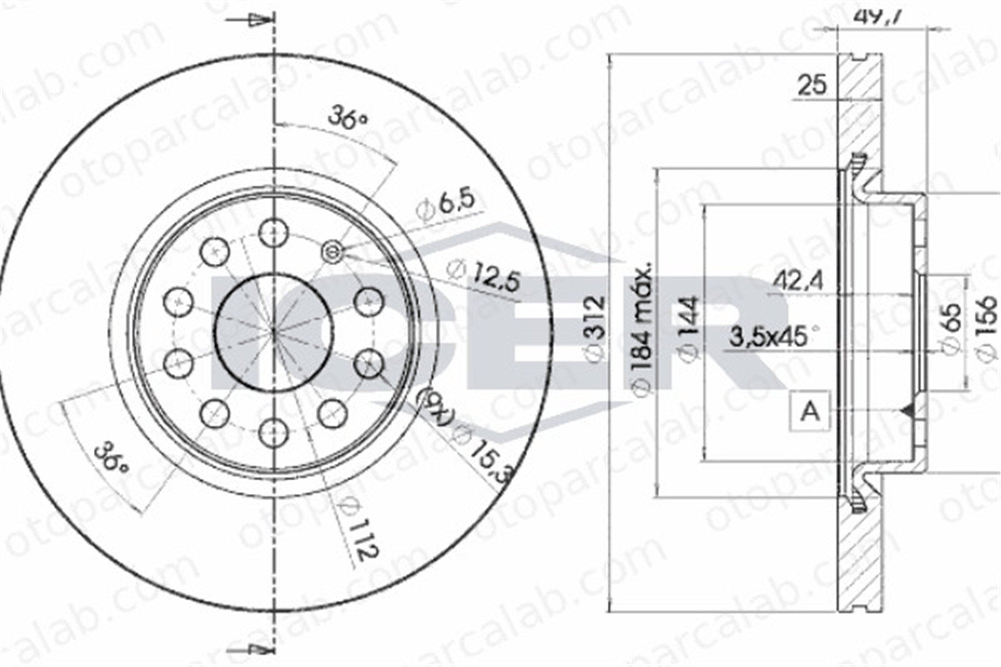 MAHER 03643 Fren Disk Ayna Ön Sağ ve Sol SEAT LEON VW GOLF VII 1K0615301AA JZW615301H