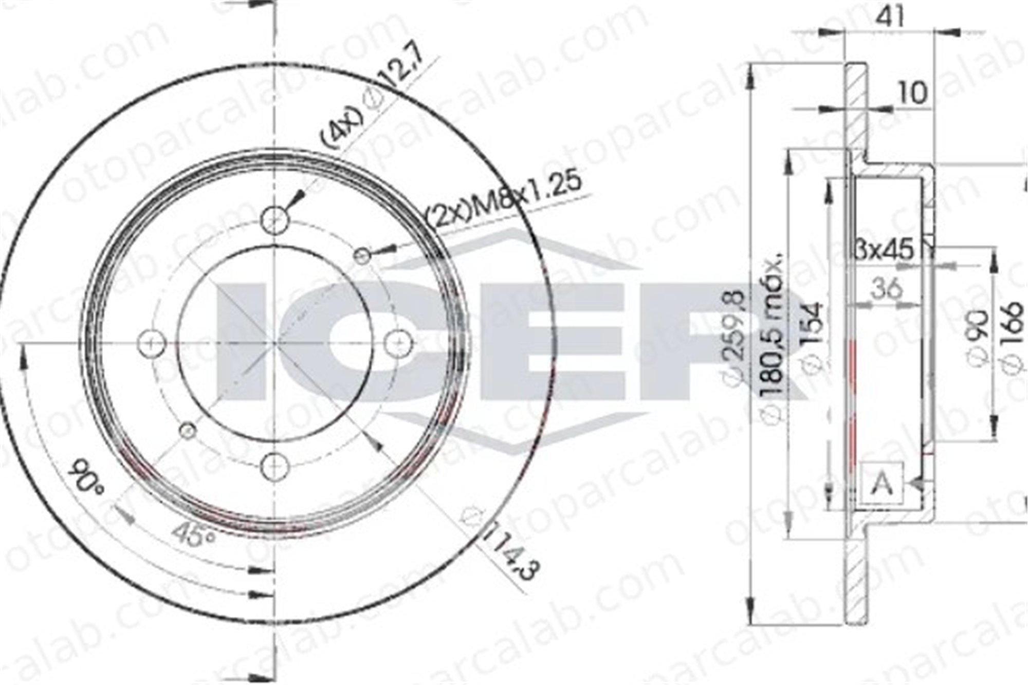 MAHER 03649 Fren Disk Ayna Arka Sağ ve Sol VOLVO V40 Station wagon S40 I MR913846 MB699288