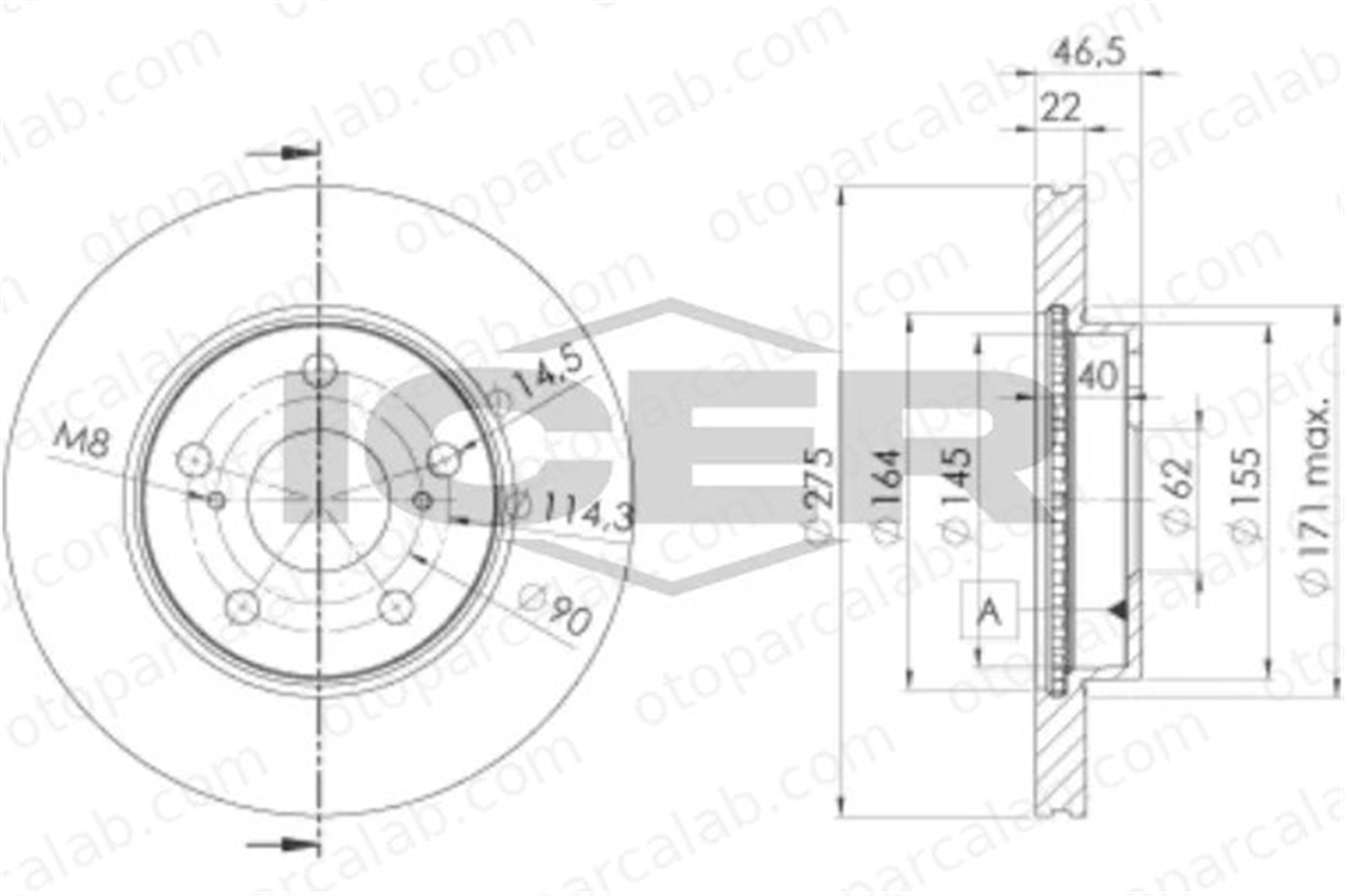 MAHER 03671 Fren Disk Ayna Ön Sağ ve Sol TOYOTA AURIS COROLLA Sedan 4351212670