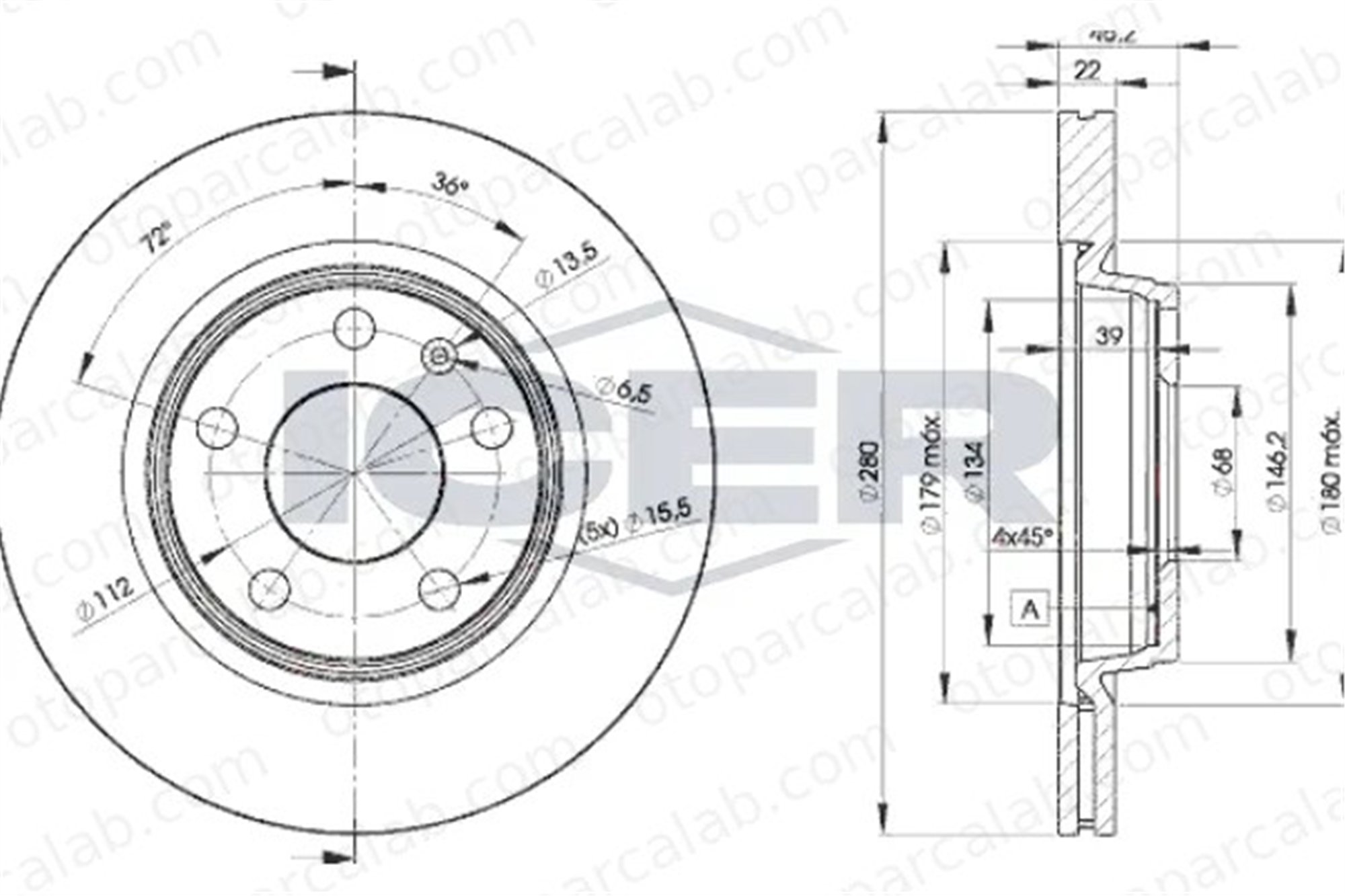 MAHER 03733 Fren Disk Ayna Ön Sağ ve Sol SEAT EXEO AUDI A4 B6 8E0615301B 8E0615301D