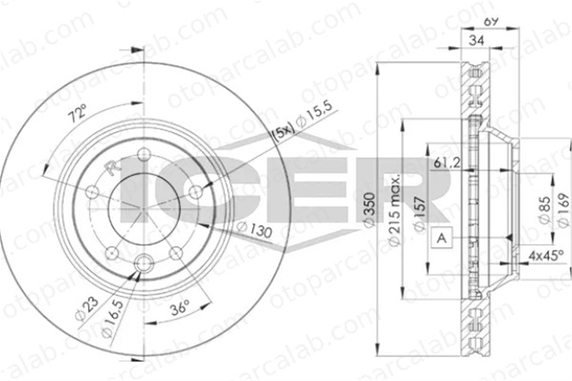 MAHER 03784 Fren Disk Ayna Ön Sağ PORSCHE CAYENNE AUDI Q7 7L6615302E 7L6615302K