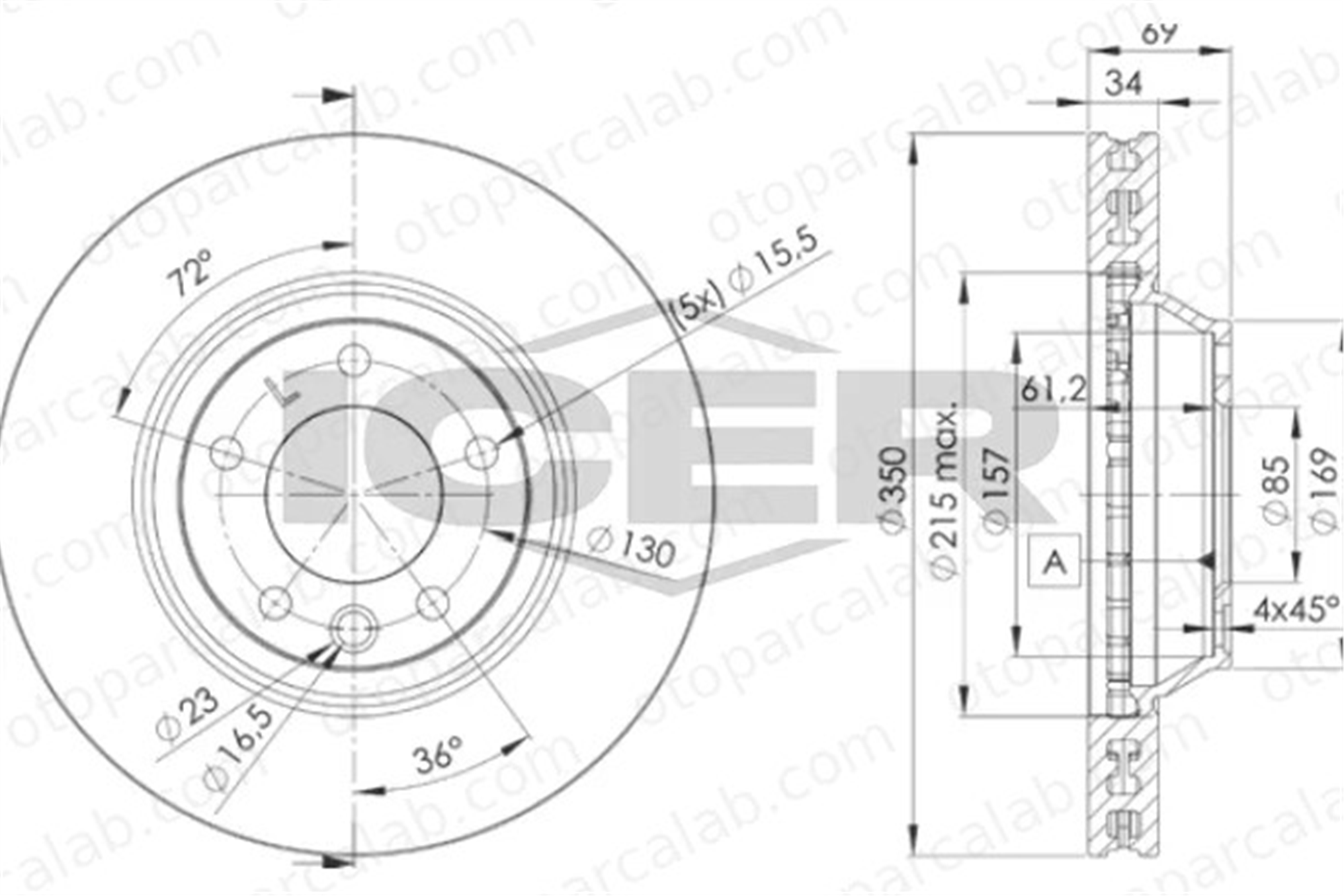 MAHER 03786 Fren Disk Ayna Ön Sol PORSCHE CAYENNE AUDI Q7 7L6615301E 7L6615301K