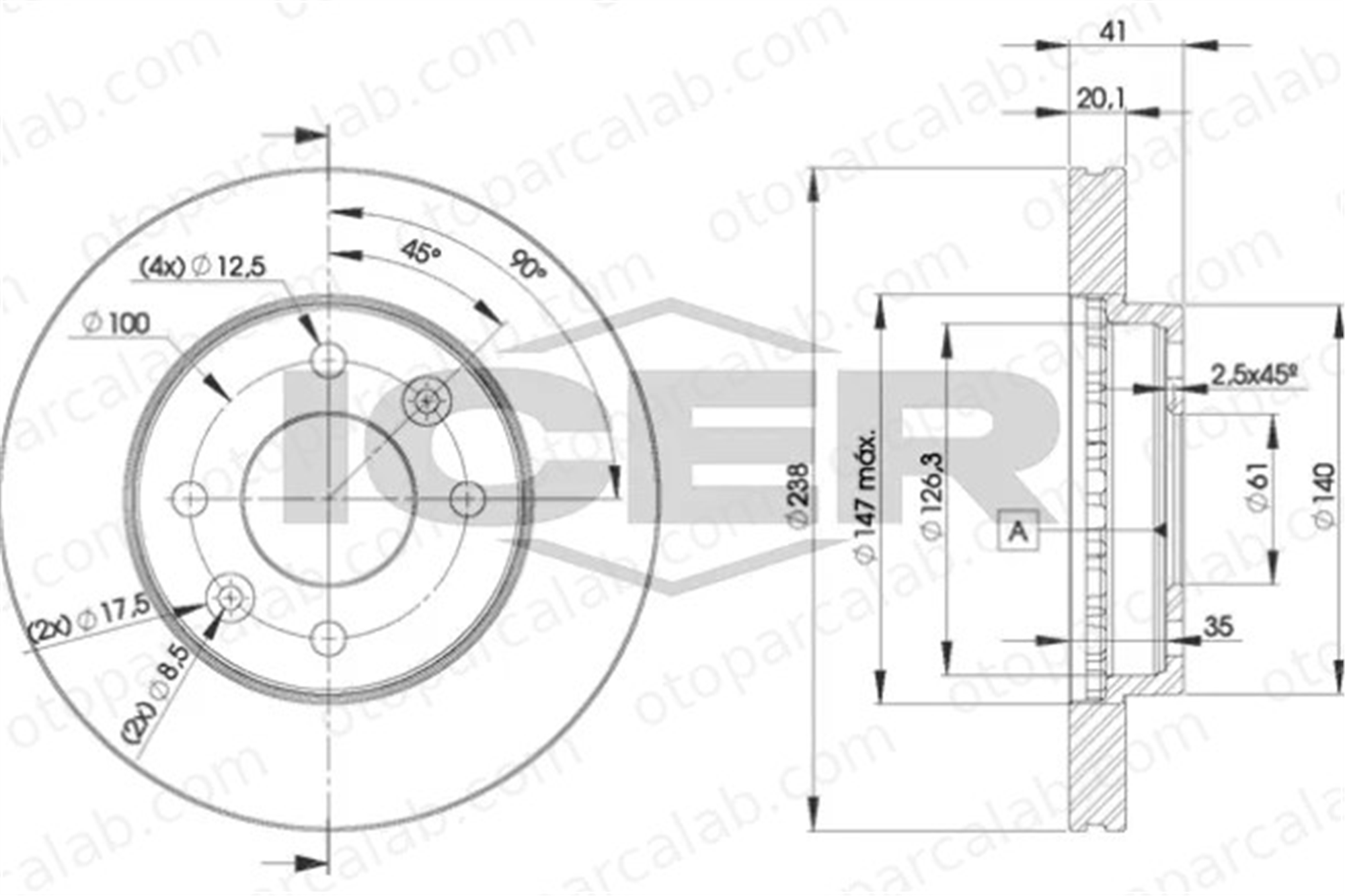 MAHER 16730 Fren Disk Ayna Ön Sağ ve Sol RENAULT KANGOO Express KANGOO 7701204286 4020600QAJ