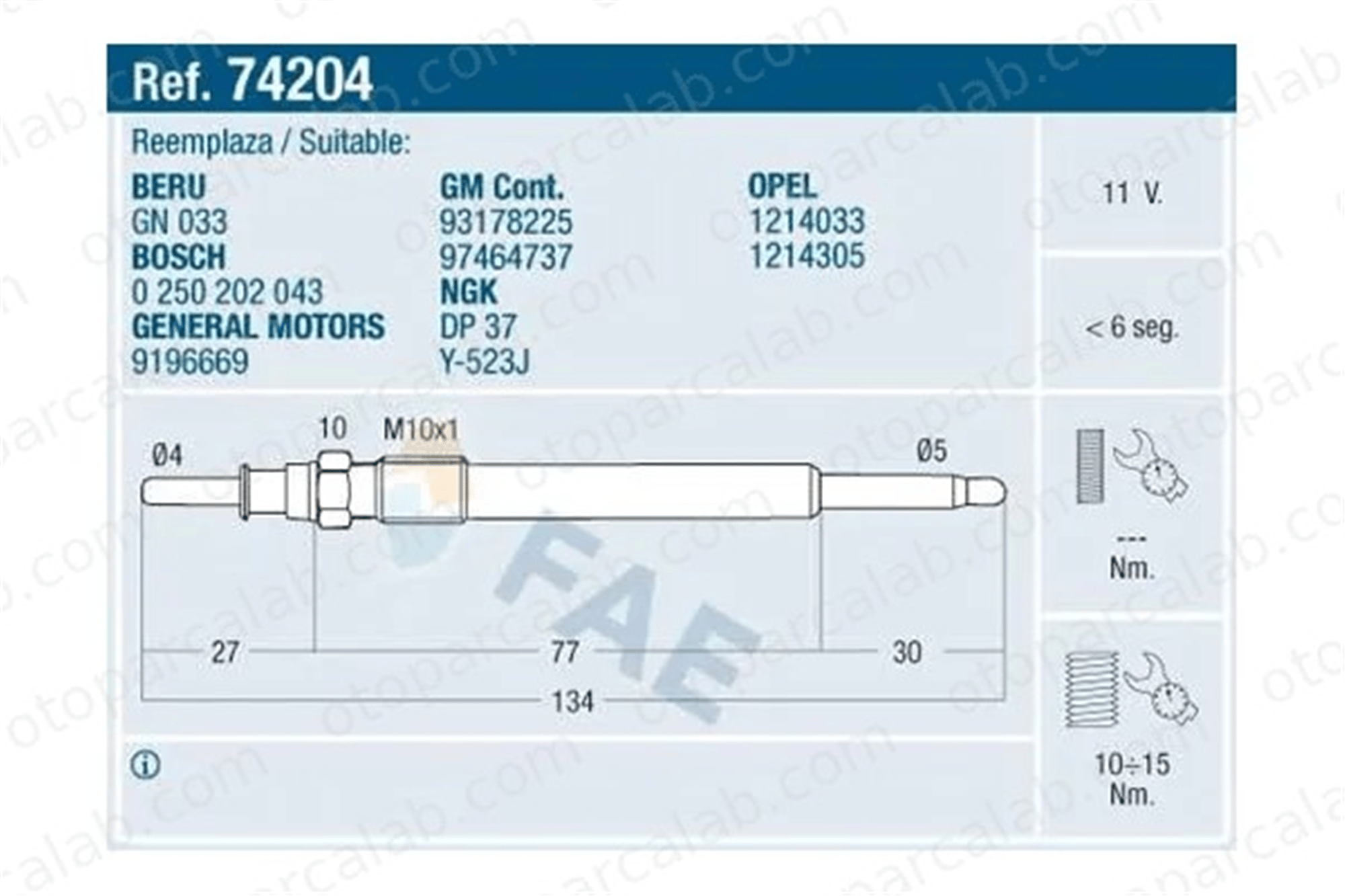 MAHER 30220 Isıtma Bujisi OPEL ASTRA G Sedan ASTRA G Station wagon 1214033 12232248422
