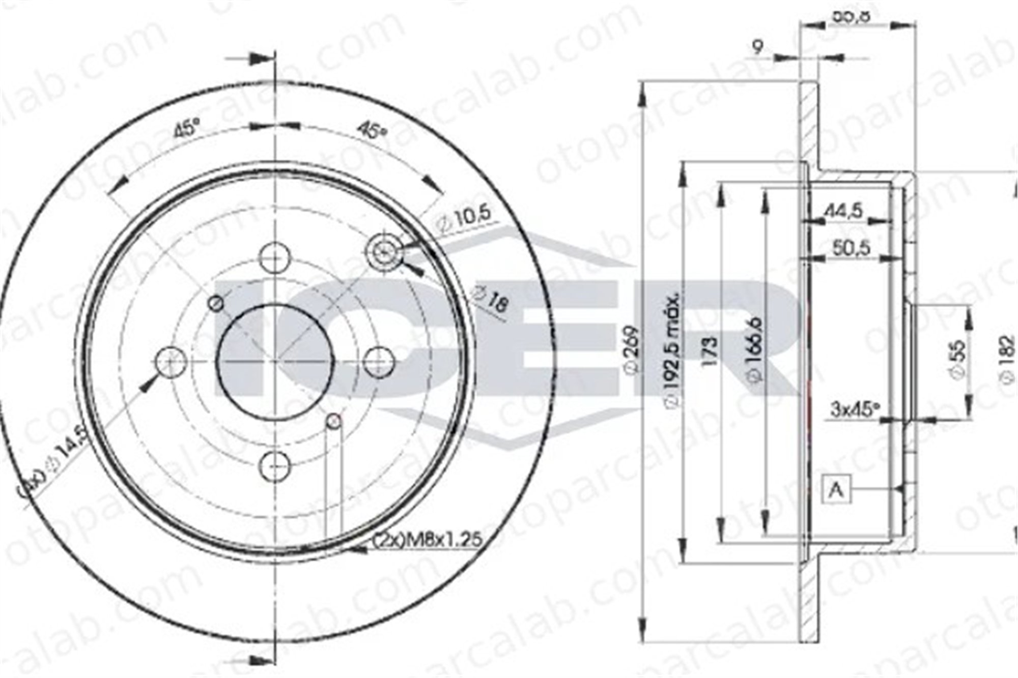 MAHER 31791 Fren Disk Ayna Arka Sağ ve Sol TOYOTA YARIS VERSO COROLLA Station wagon 424310D050 4243112210