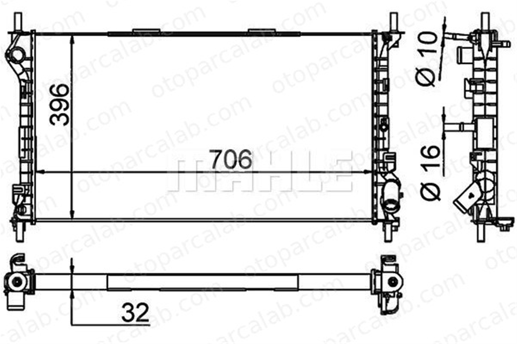 MAHLE CR 1196 000P Su Radyatörü FORD TOURNEO CONNECT TRANSIT CONNECT 1340359080 1365996