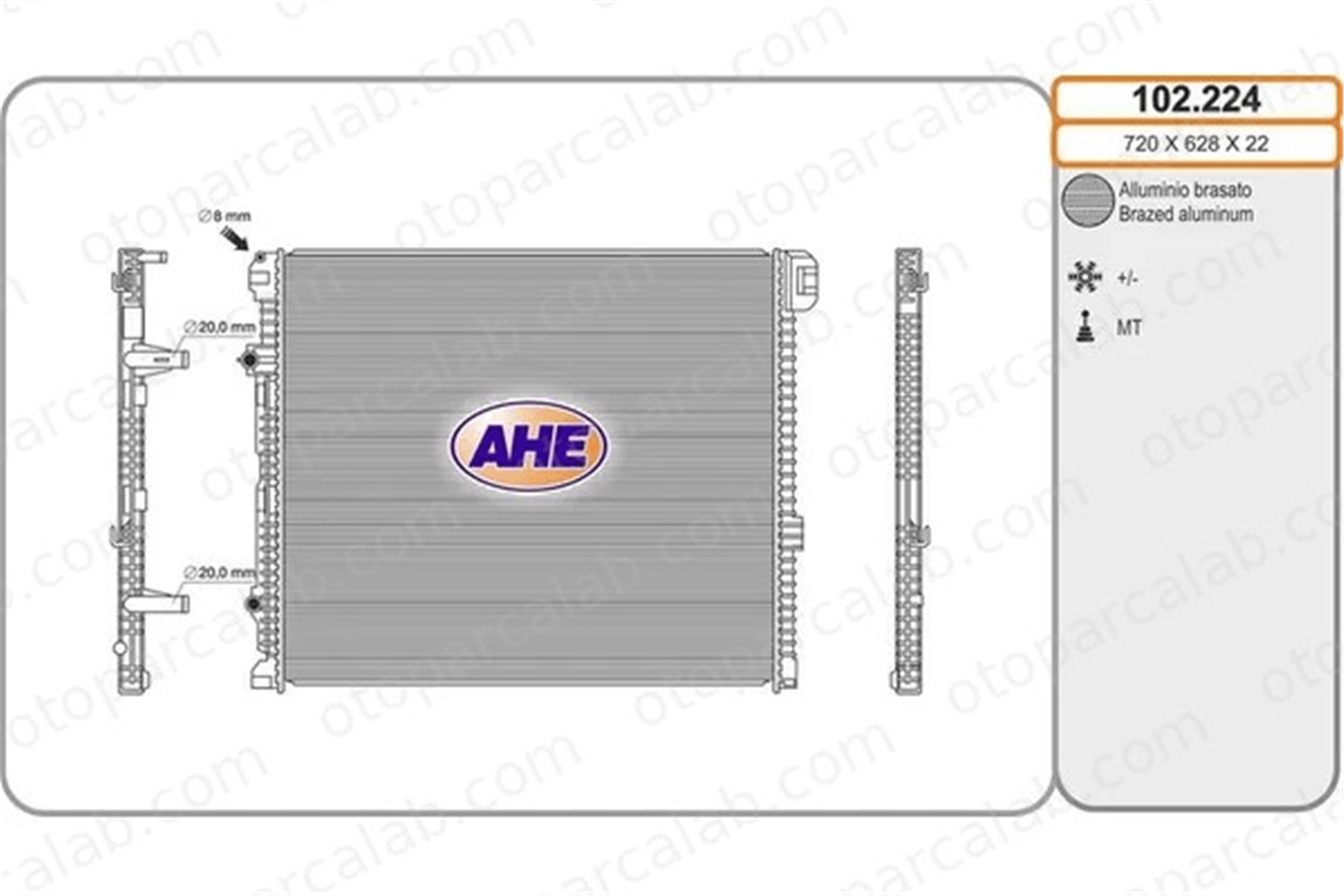 MAHLE CR 672 000P Su Radyatörü VW CRAFTER Panelvan/Van CRAFTER Platform şasi 2N0121212B