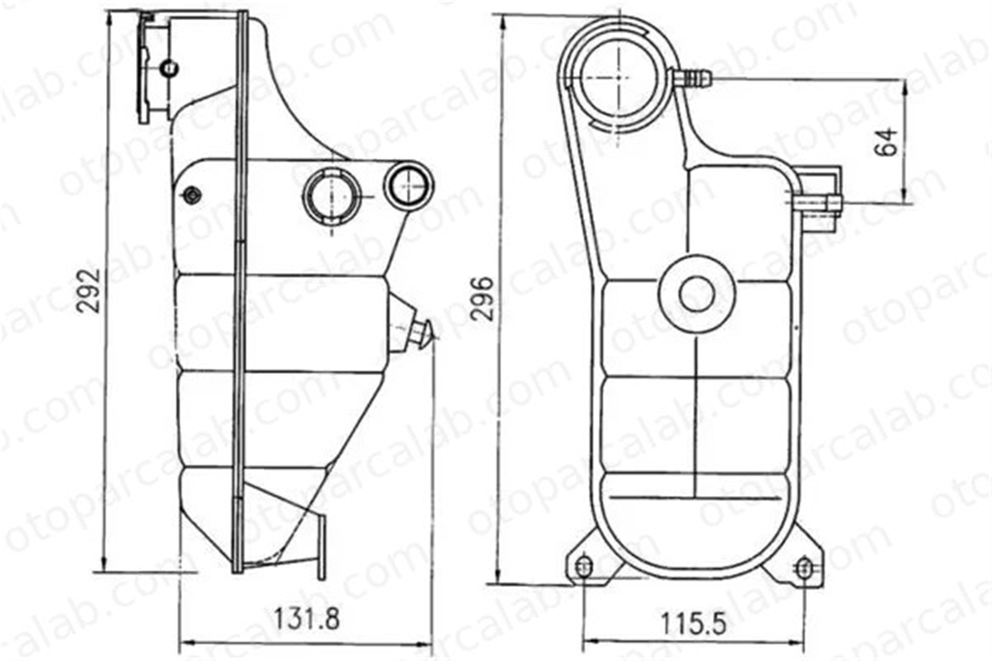 MAHLE CRT 119 000S Radyatör Yedek Su Deposu MERCEDES-BENZ 124 Sedan 190 A1245001749 1245000649