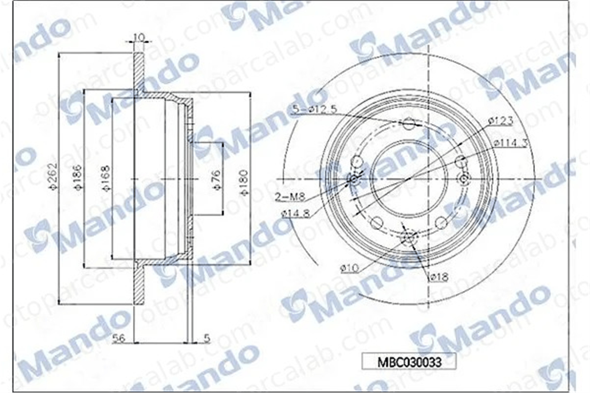 MANDO MBC030033 Fren Disk Ayna Arka Sağ ve Sol HYUNDAI i30 i30 Station wagon 584111H300 584111H100