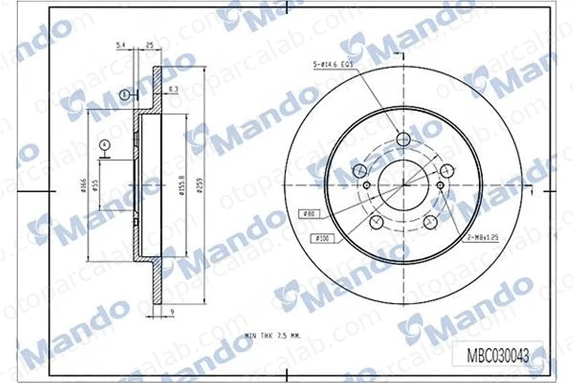 MANDO MBC030043 Fren Disk Ayna Ön Sağ ve Sol SUBARU TREZIA TOYOTA PRIUS 4243112310