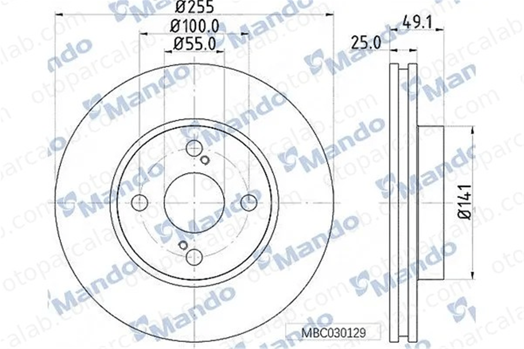 MANDO MBC030129 Fren Disk Ayna Ön Sağ ve Sol TOYOTA COROLLA COROLLA Sedan 4351202070 4351202071