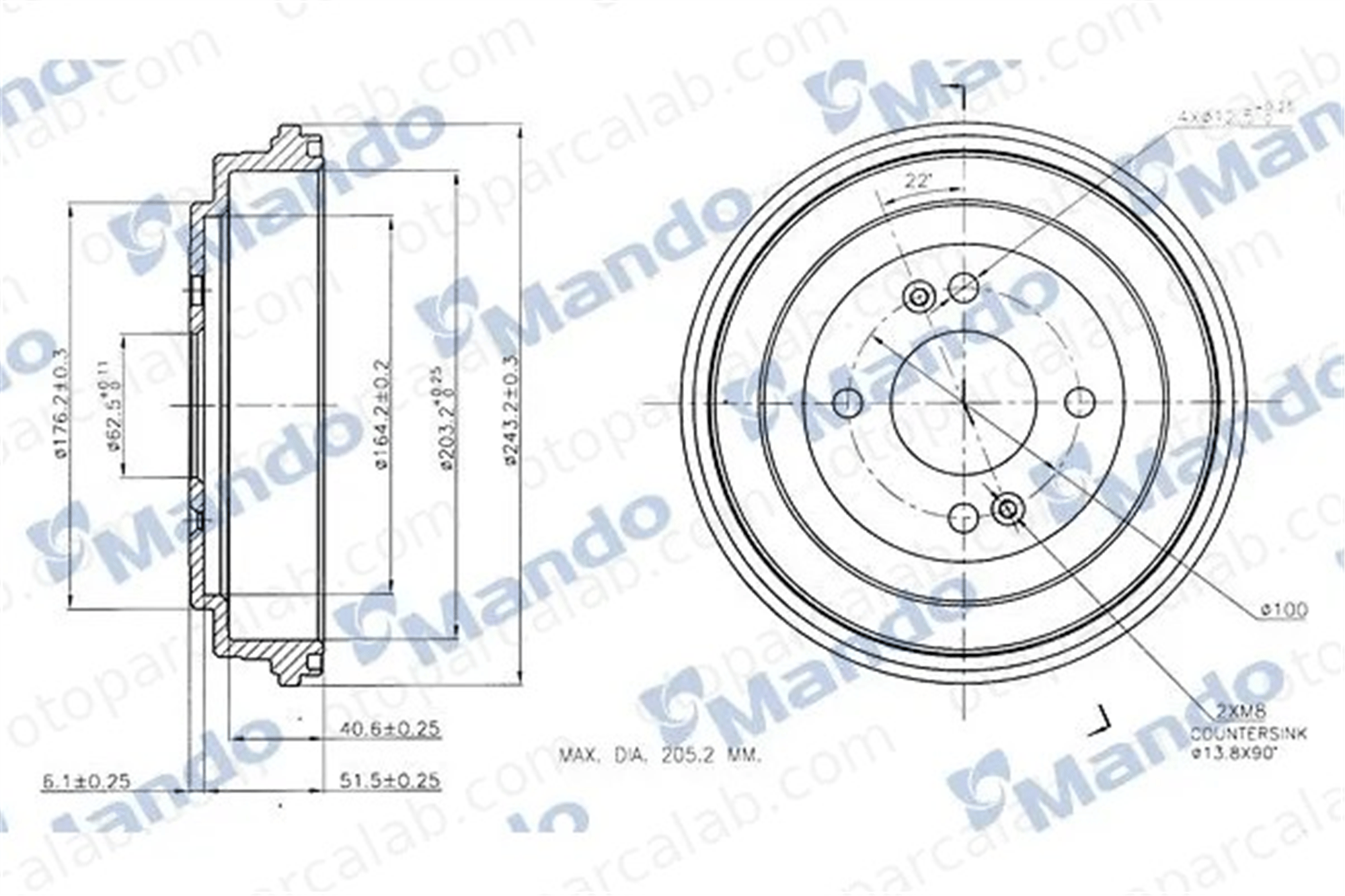 MANDO MBD050026 Kampana Arka Sağ veya Sol HYUNDAI i20 I i10 I 584111G000