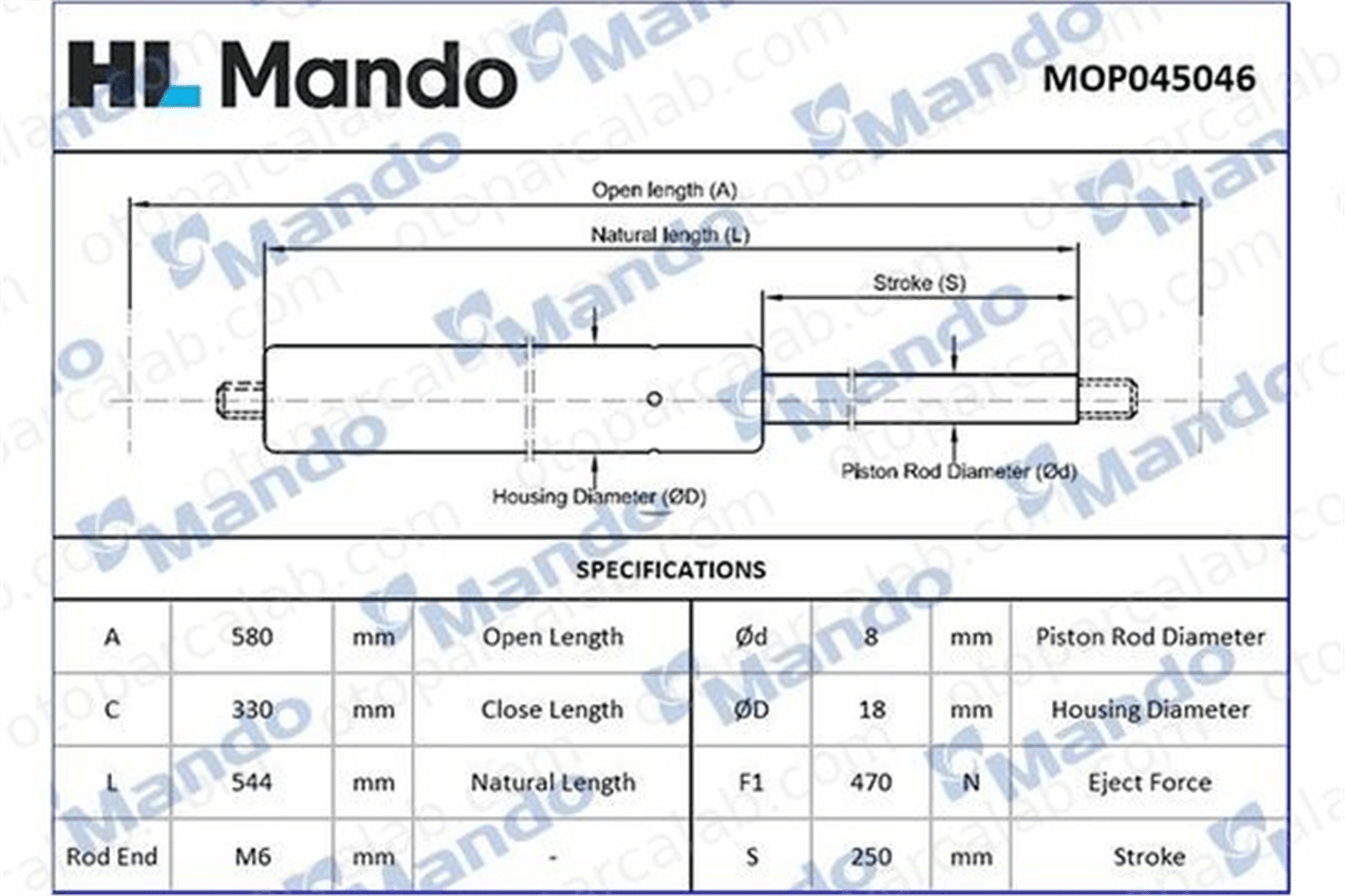 MANDO MOP045046 Bagaj Amortisörü Sağ veya Sol AUDI 100 C3 Avant 200 C3 Avant MOP045046 4A5827551
