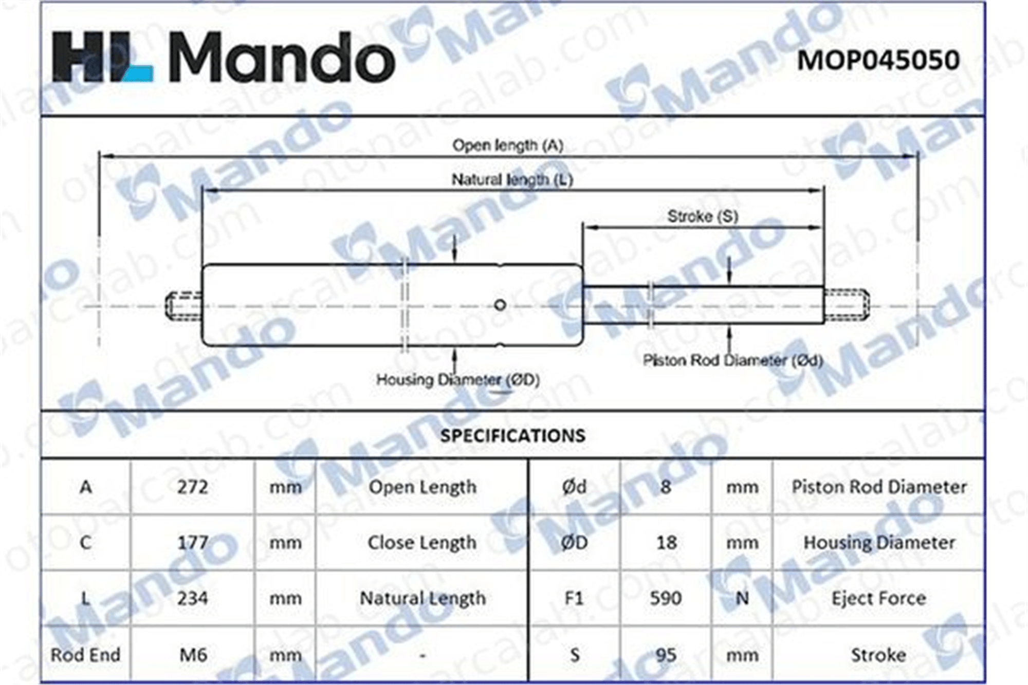 MANDO MOP045050 Bagaj Amortisörü Sağ veya Sol AUDI 80 B3 Sedan 90 B3 MOP045050 893827552