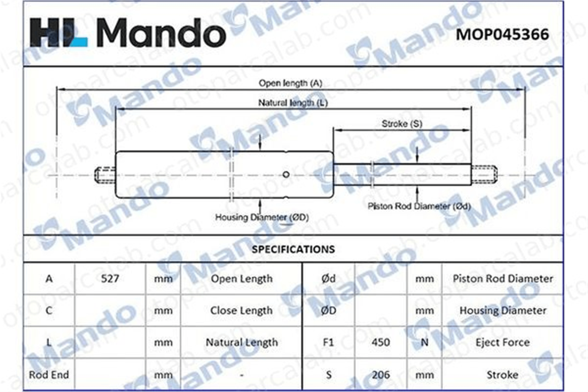 MANDO MOP045366 Bagaj Amortisörü Sağ veya Sol FORD FOCUS I Turnier FOCUS I Kombi van MOP045366 1136483