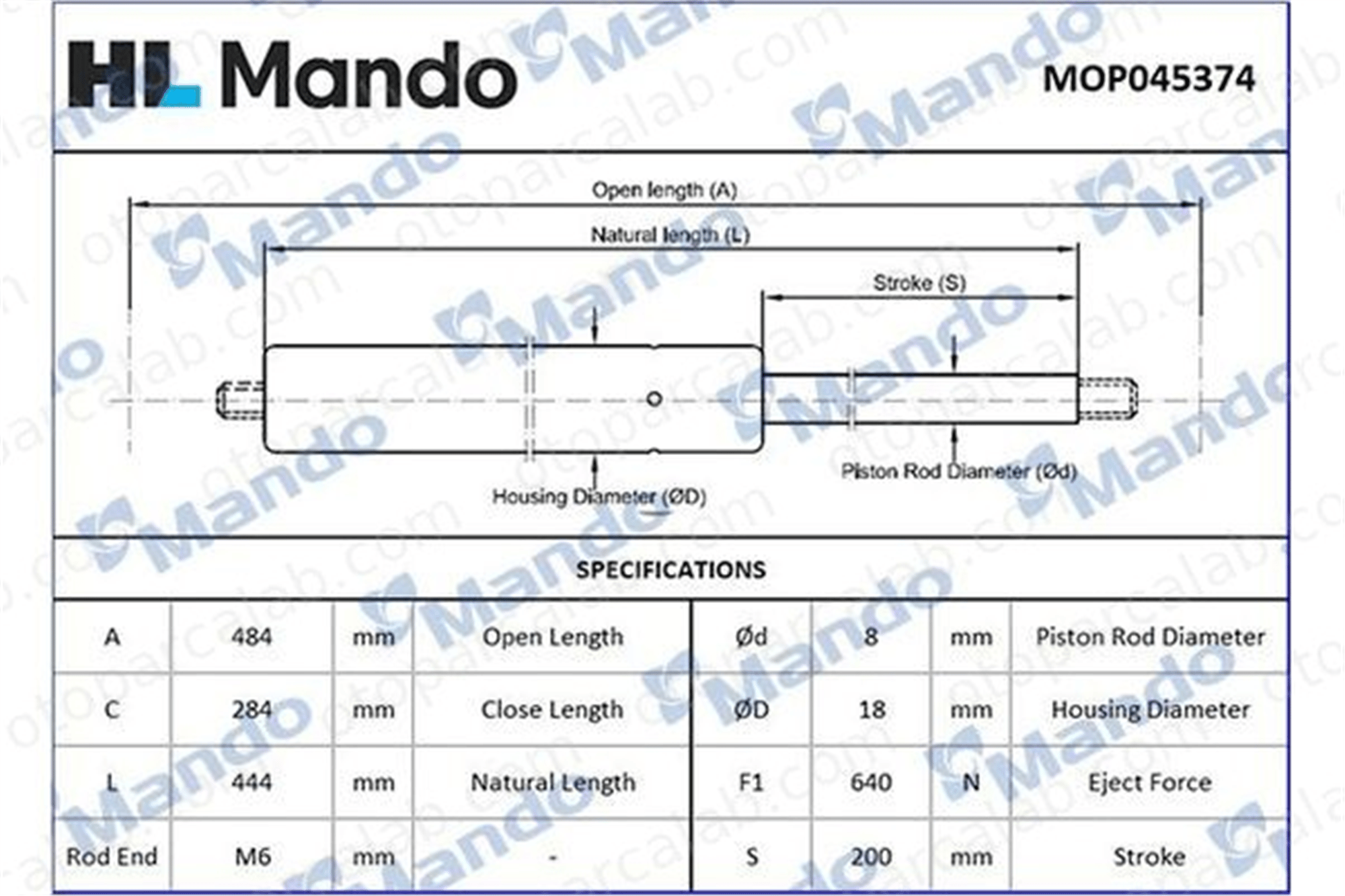 MANDO MOP045374 Bagaj Amortisörü Sağ veya Sol FORD MONDEO I Turnier MONDEO II Turnier MOP045374 6934502