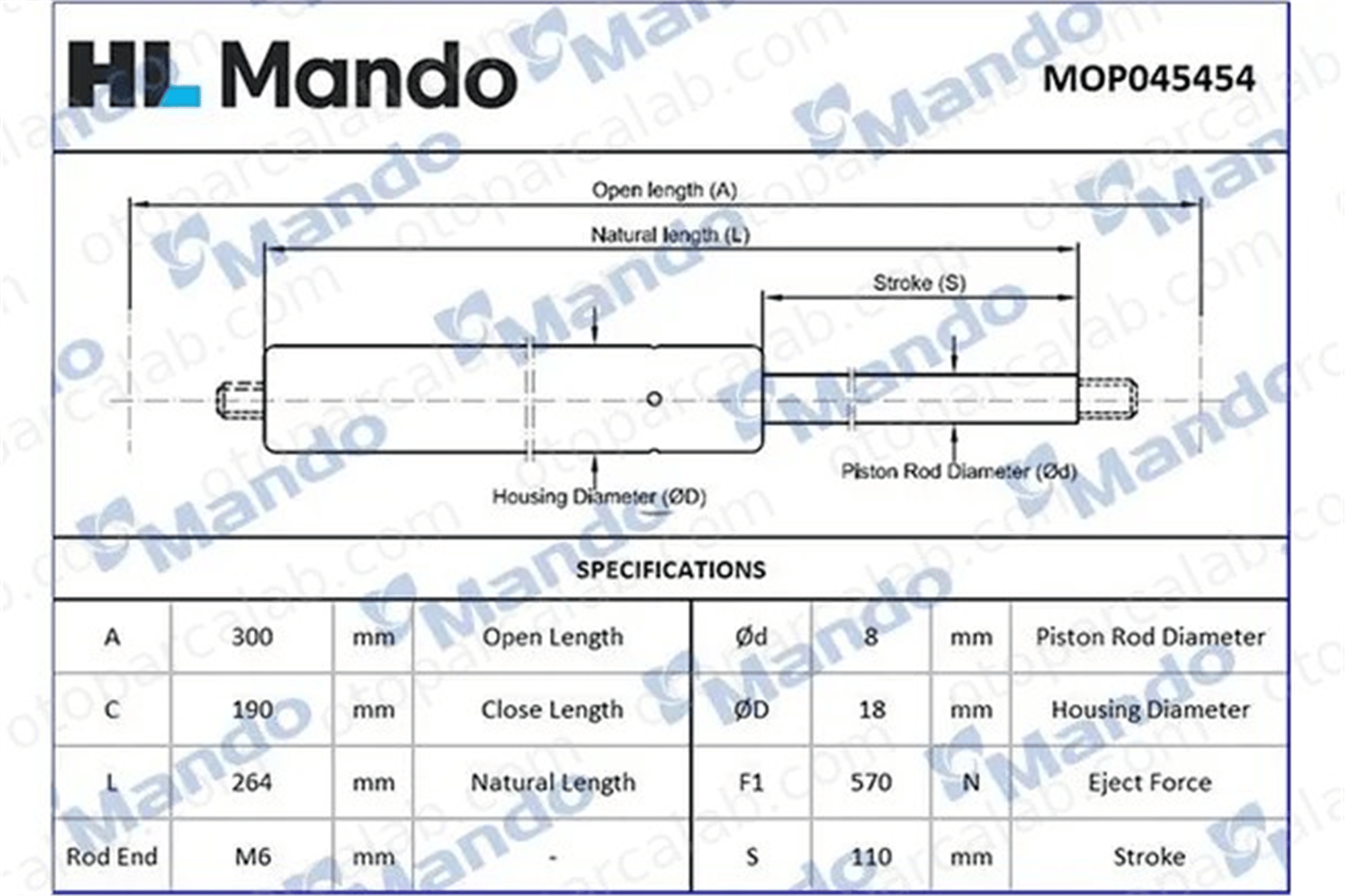 MANDO MOP045454 Bagaj Amortisörü Sağ veya Sol HYUNDAI SONATA IV MOP045454 817713D000