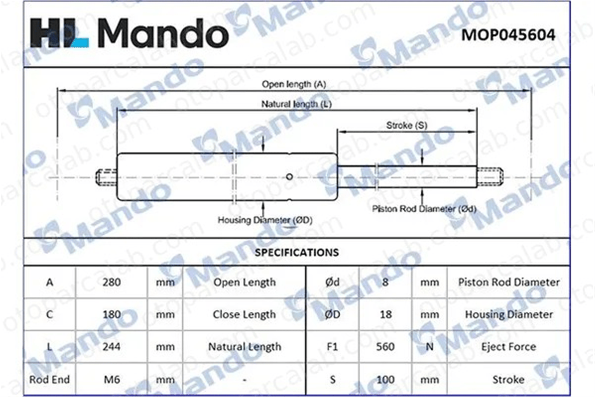 MANDO MOP045604 Bagaj Amortisörü Sağ veya Sol MERCEDES-BENZ SLK MOP045604 1717500036