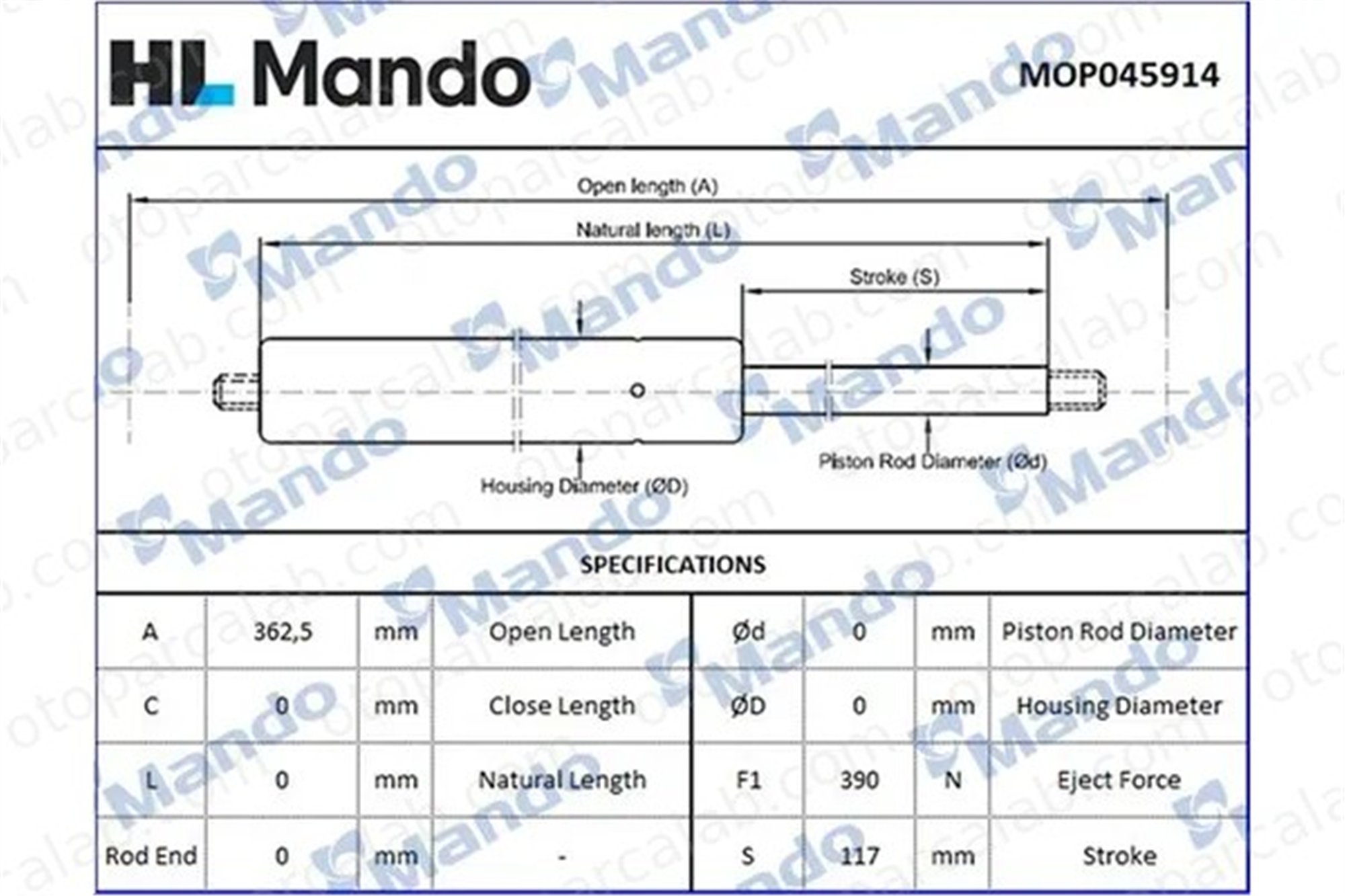 MANDO MOP045914 Bagaj Amortisörü Sağ veya Sol SEAT Mii SKODA CITIGO MOP045914 1ST827550A