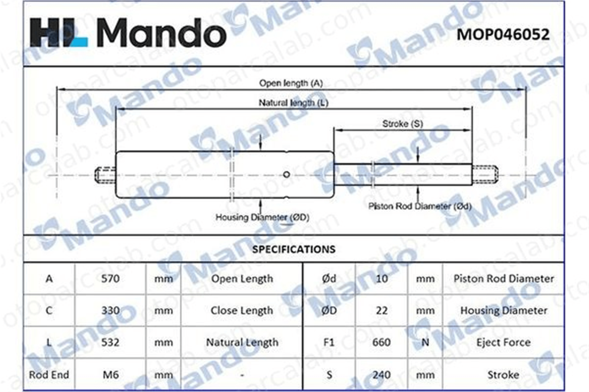 MANDO MOP046052 Bagaj Amortisörü Sağ veya Sol VW TRANSPORTER T4 Minibüs/Otobüs TRANSPORTER T4 Panelvan/Van MOP046052 701829331F